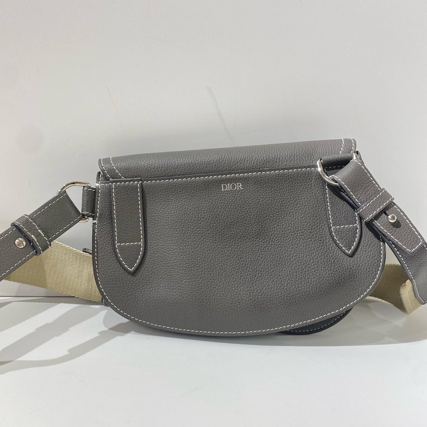 Dior - Saddle Bag - Grained leather - Grey - (small)