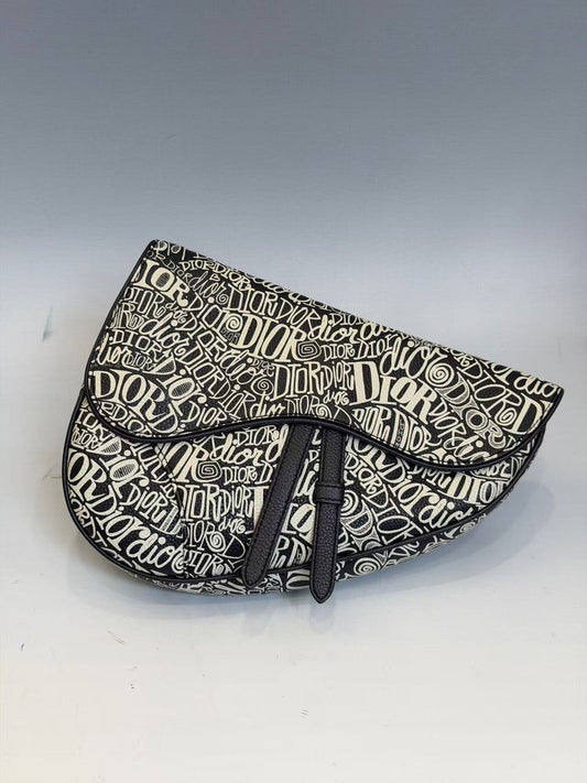 Dior - Saddle Bag - Leather - Black and White - (Medium)