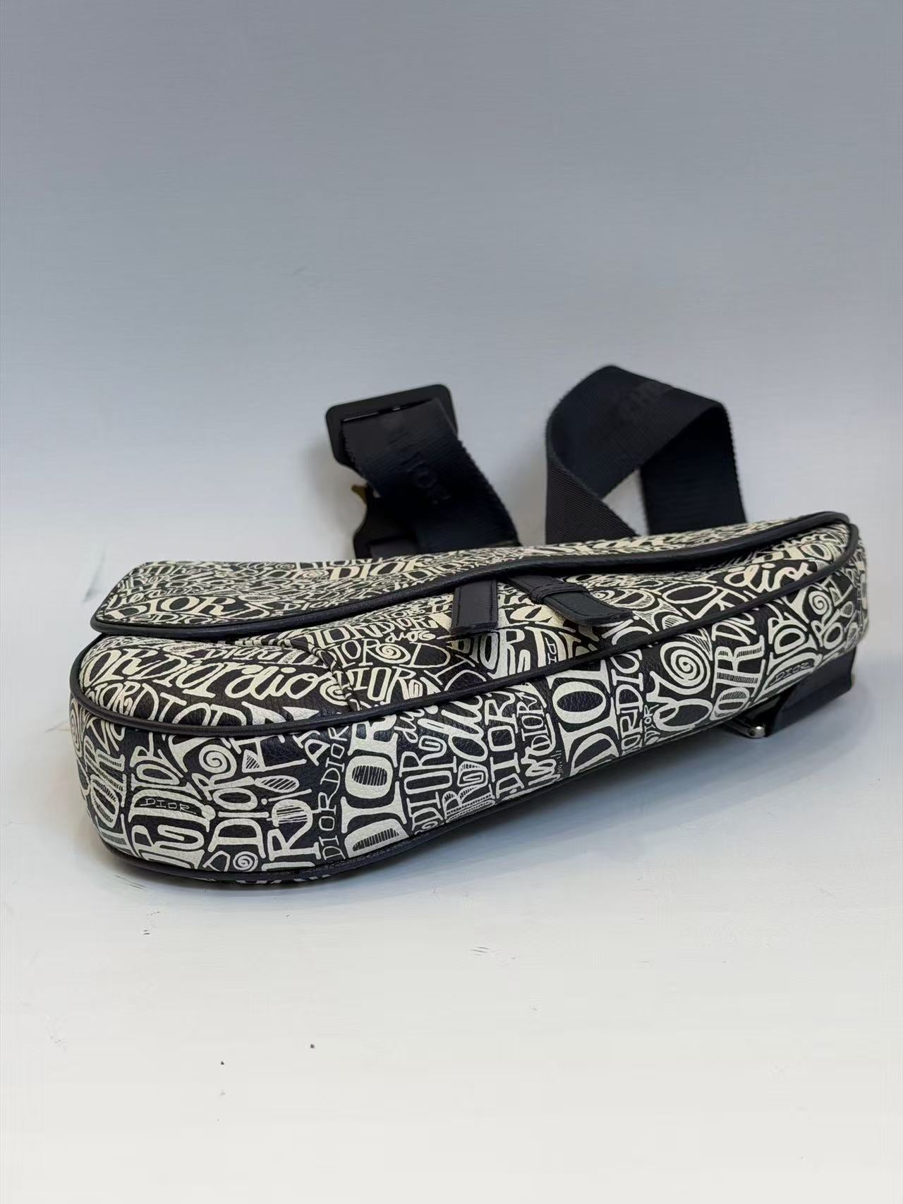 Dior - Saddle Bag - Leather - Black and White - (Medium)