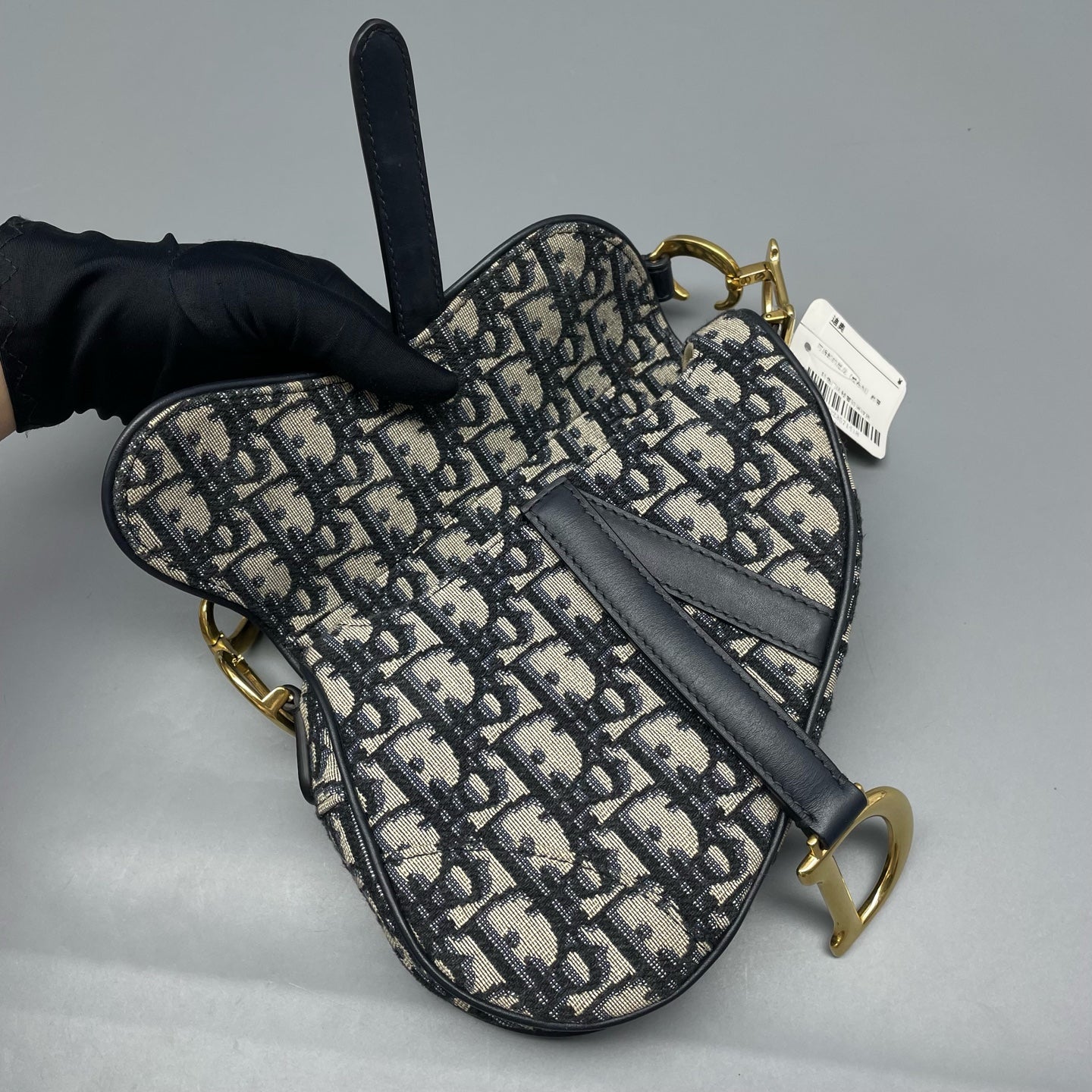 Dior - Saddle bag - Oblique canvas with leather trim - Blue - (small)