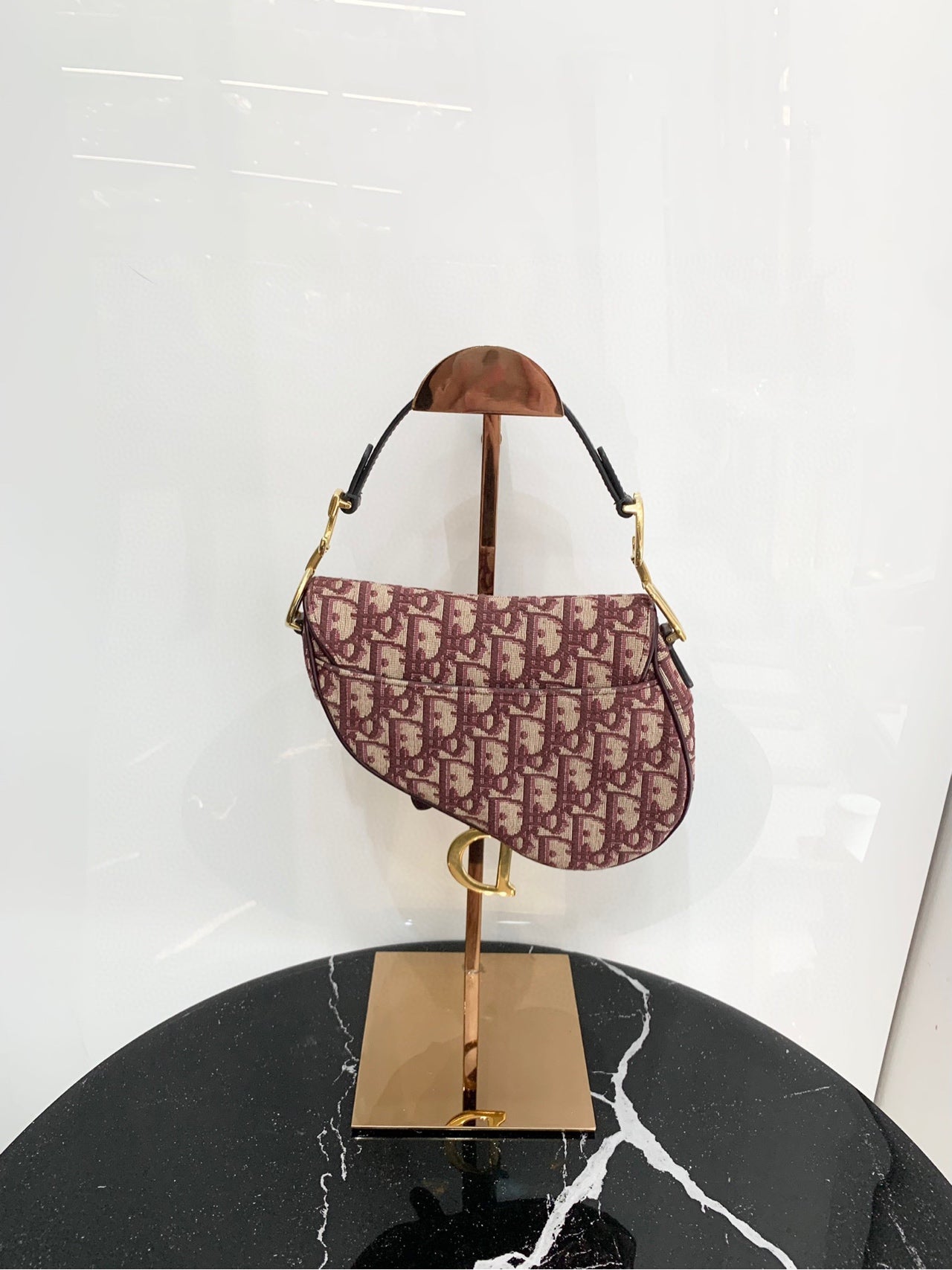 Dior - Saddle Bag Oblique - Fabric - Burgundy - (mini)