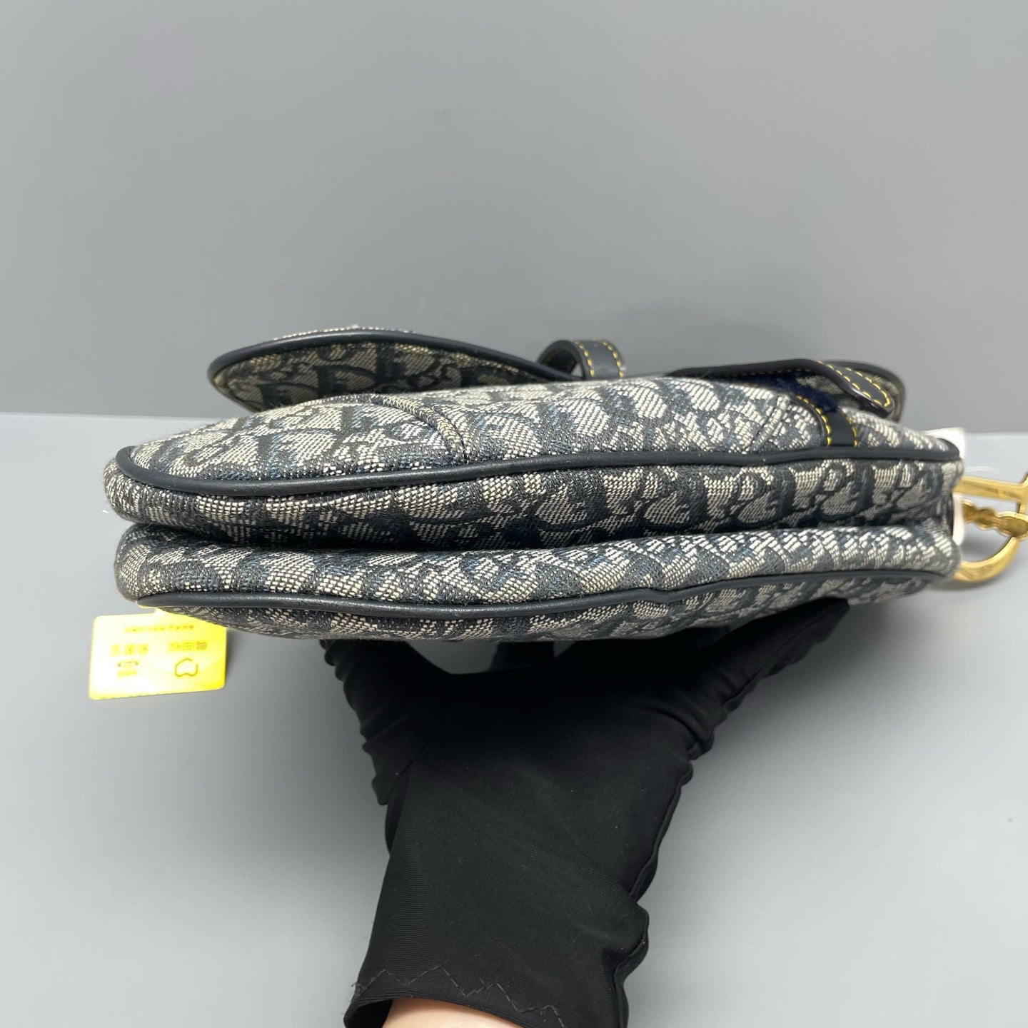 Dior - Saddle bag - Oblique jacquard canvas with leather trim - Grey with black leather accents - (medium)