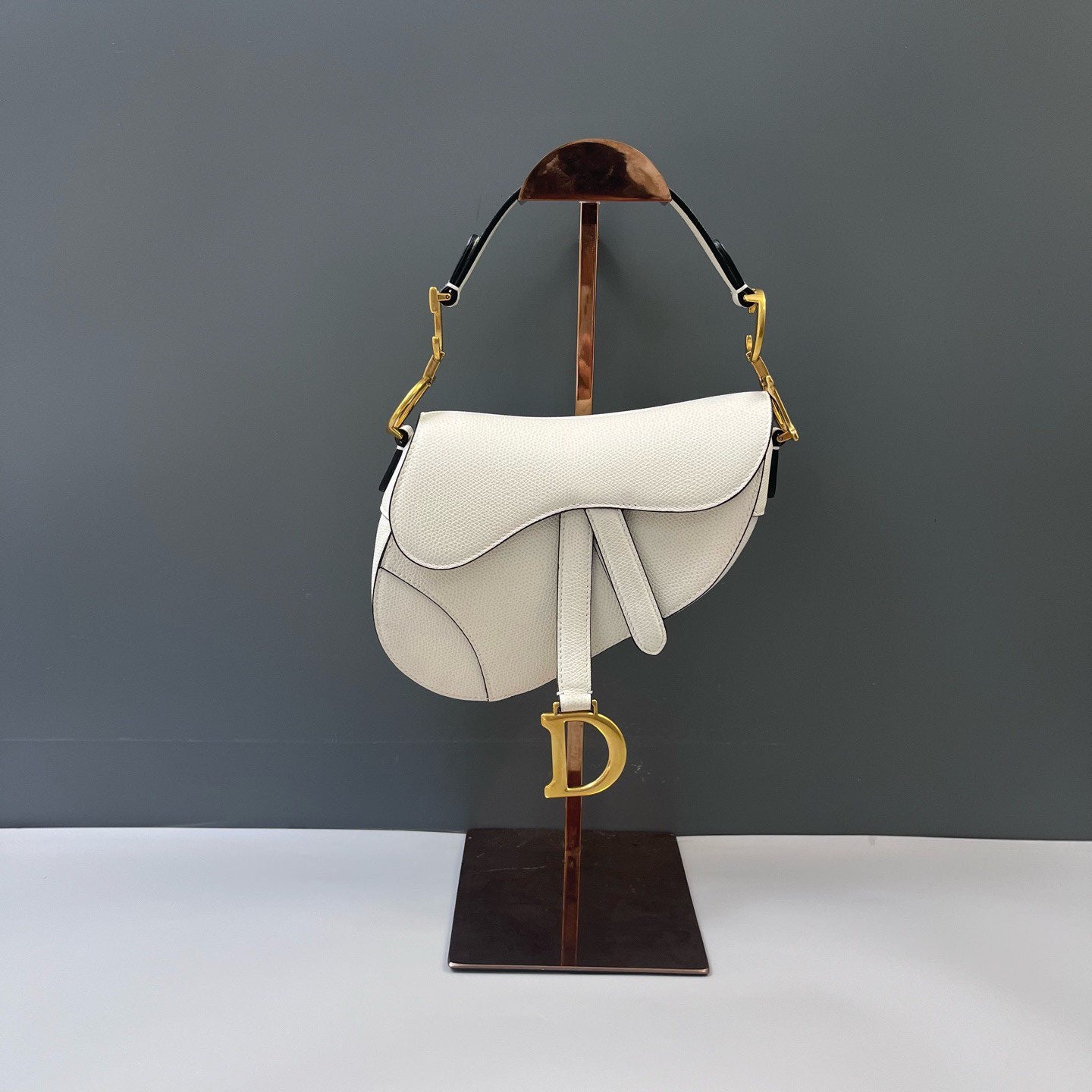 Dior - Saddle Bag - Pebbled leather - White - (mini)