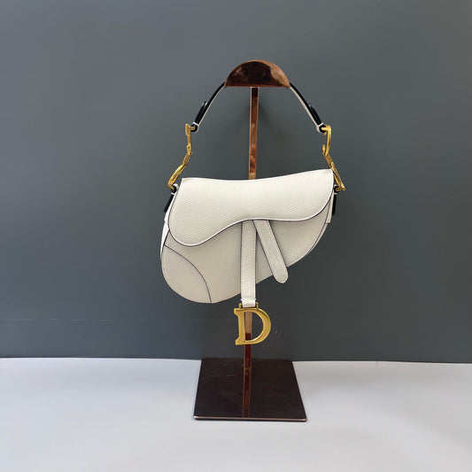 Dior - Saddle Bag - Pebbled leather - White - (mini)