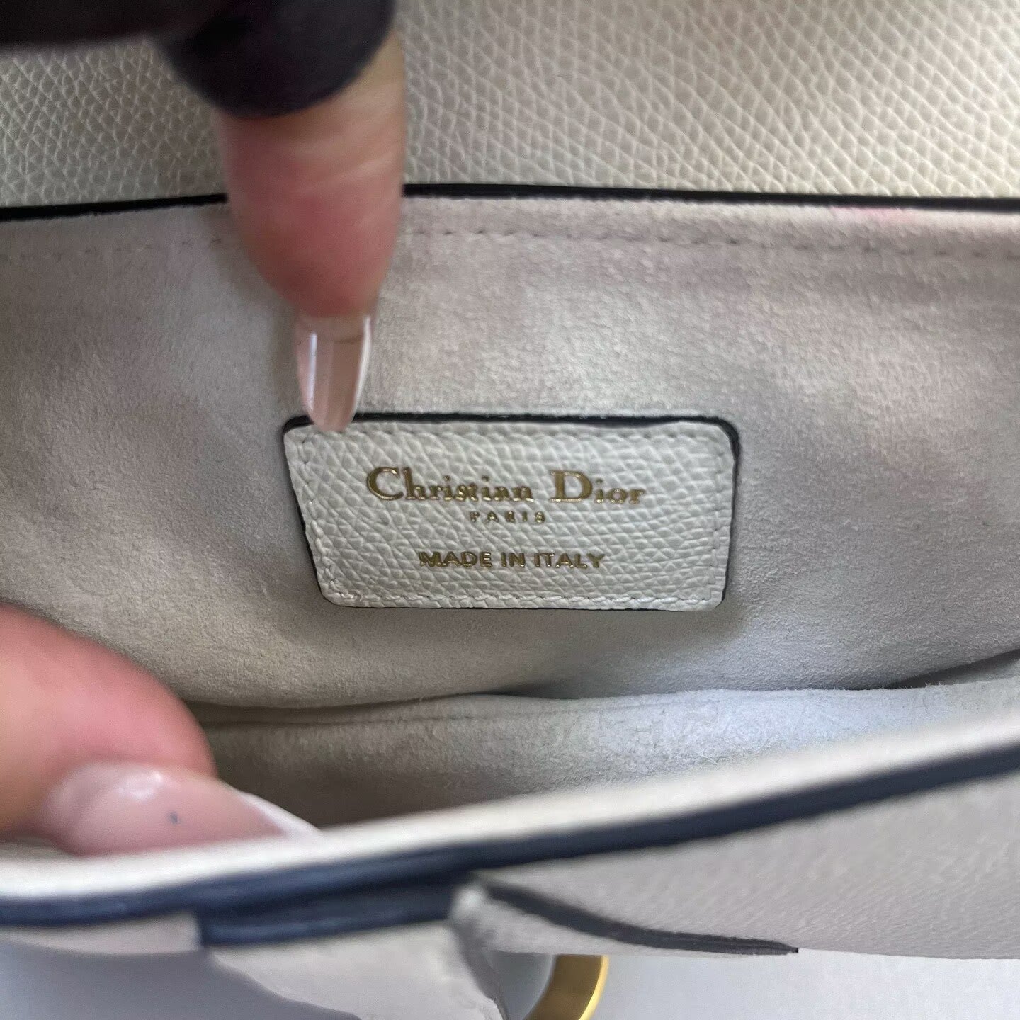 Dior - Saddle Bag - Pebbled leather - White - (mini)