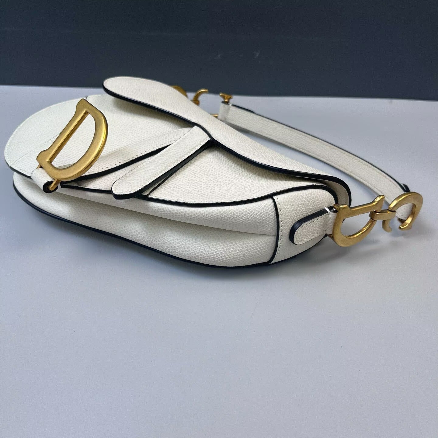 Dior - Saddle Bag - Pebbled leather - White - (mini)