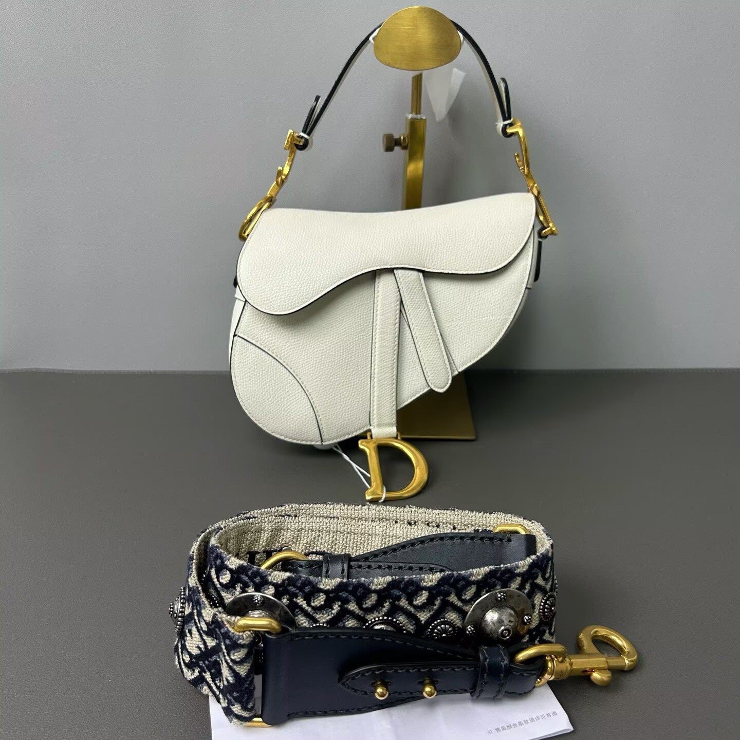 Dior - Saddle bag - Pebbled leather - White with Gold-Tone Hardware - (Small)