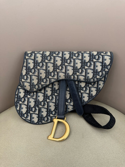 Dior - Saddle Belt Bag - Cloth - Blue - (mini)