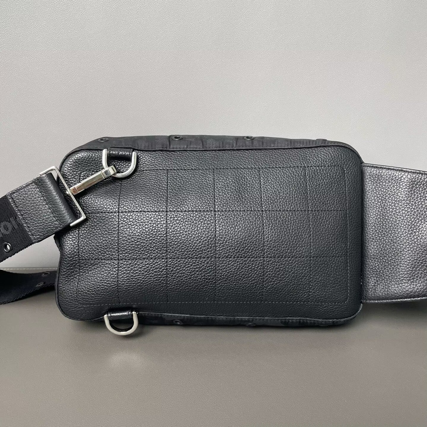 Dior - Saddle Belt Bag - Oblique canvas with pebbled leather trim - Black - (medium)