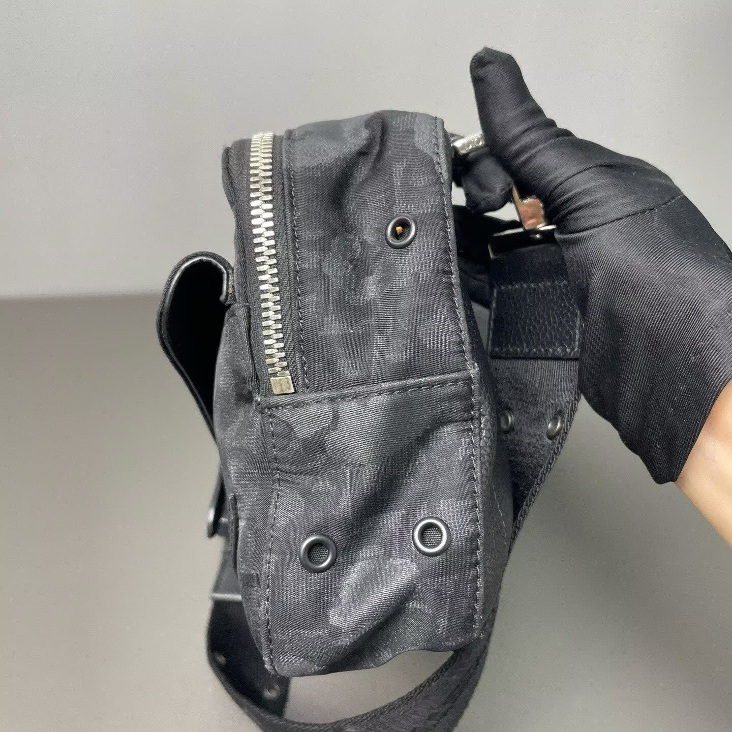 Dior - Saddle Belt Bag - Oblique canvas with pebbled leather trim - Black - (medium)