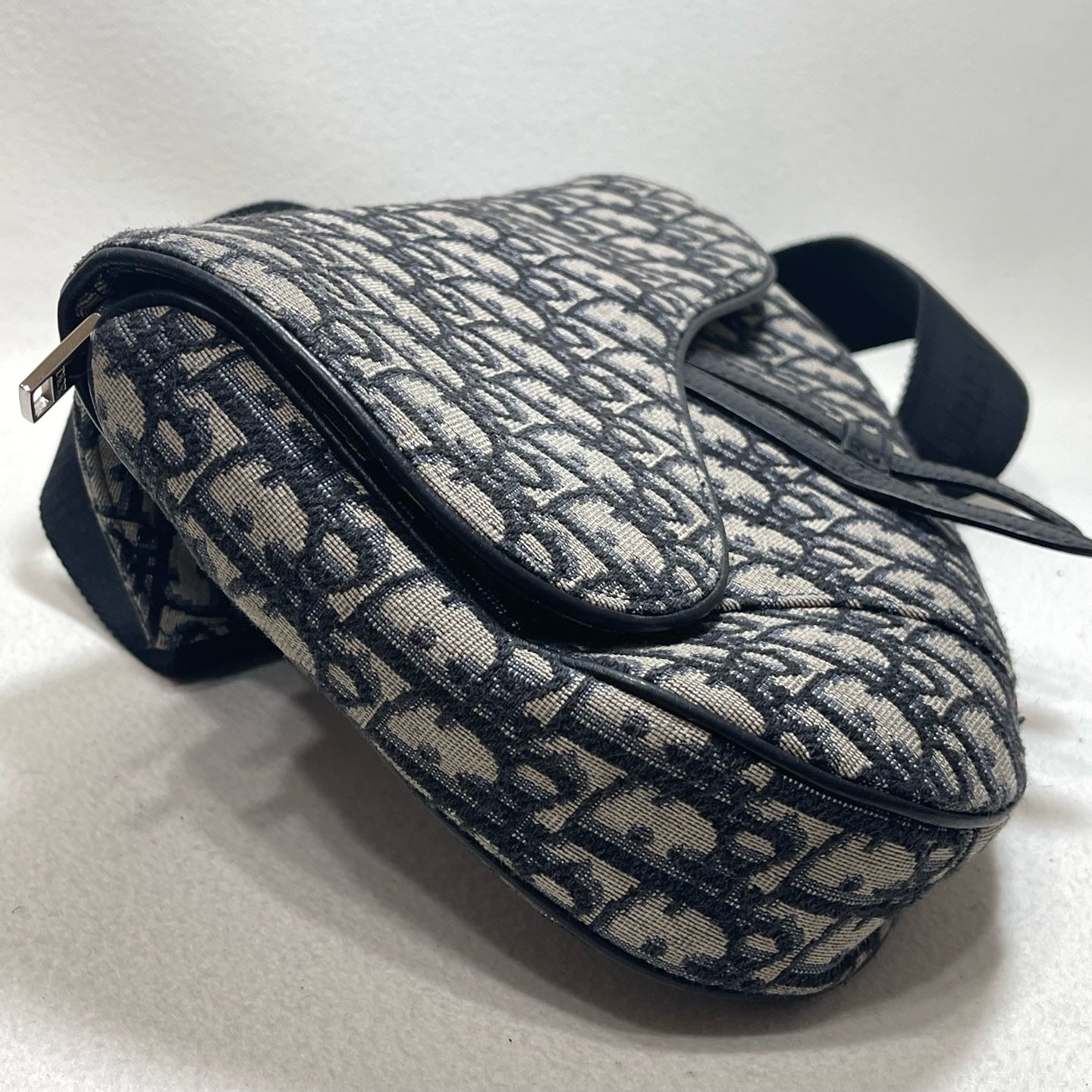 Dior - Saddle Belt Bag - Oblique jacquard canvas with calfskin leather trim - Blue with Black accents - (Small)