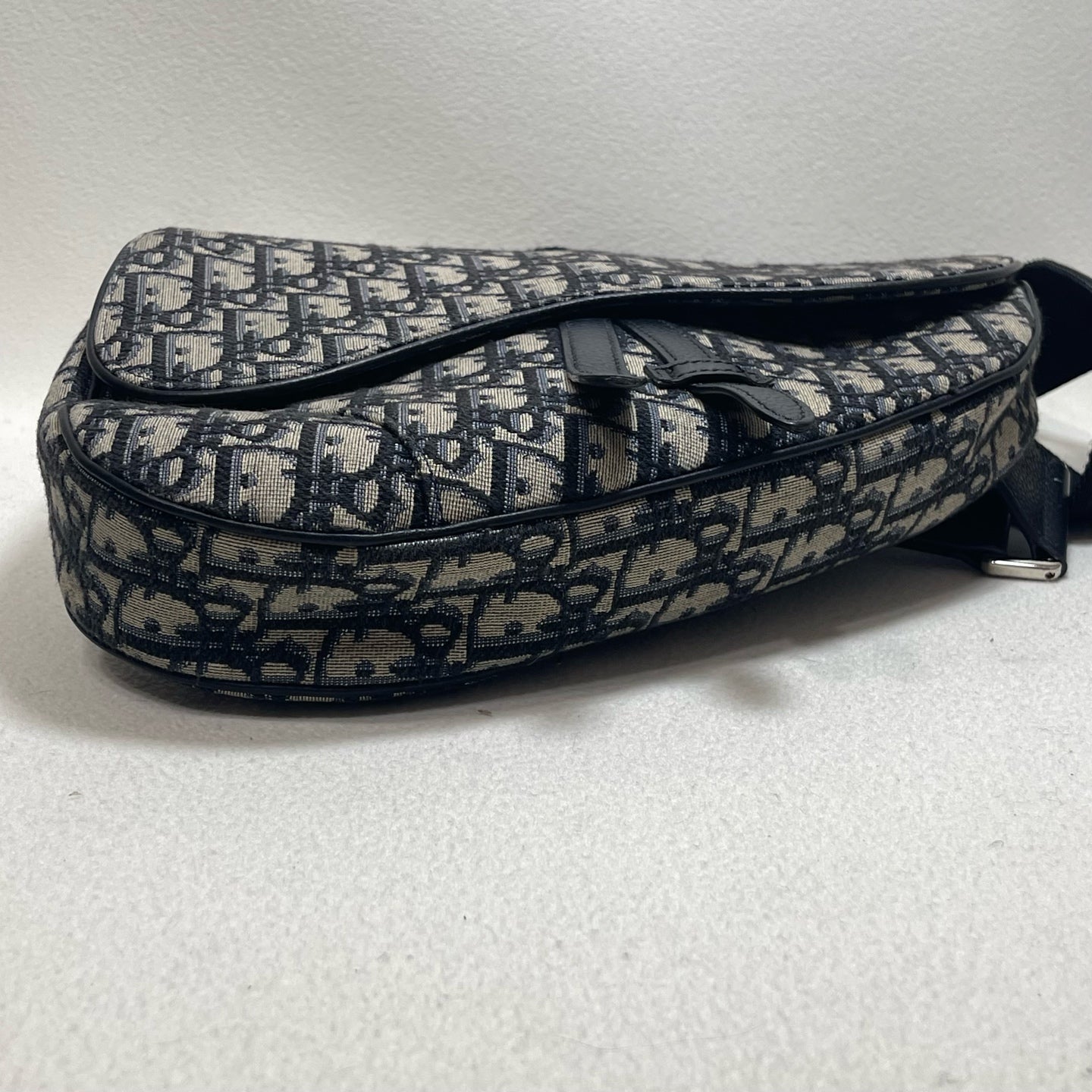 Dior - Saddle Belt Bag - Oblique jacquard canvas with calfskin leather trim - Blue with Black accents - (Small)