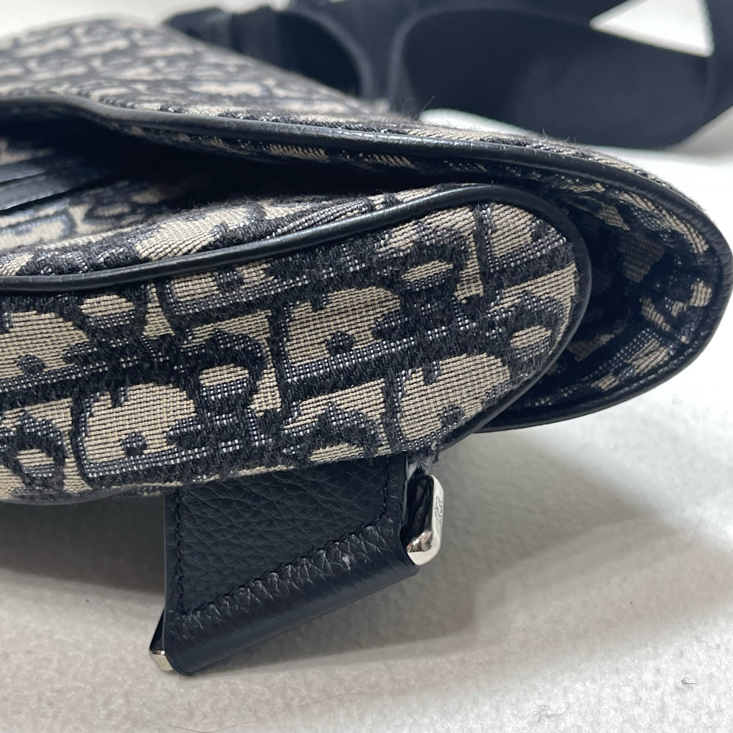 Dior - Saddle Belt Bag - Oblique jacquard canvas with calfskin leather trim - Blue with Black accents - (Small)