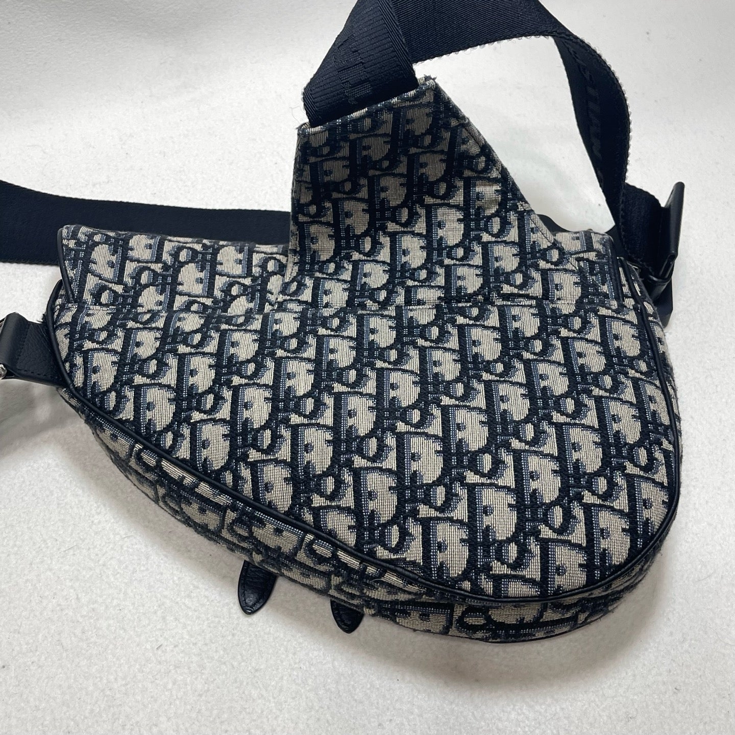 Dior - Saddle Belt Bag - Oblique jacquard canvas with calfskin leather trim - Blue with Black accents - (Small)