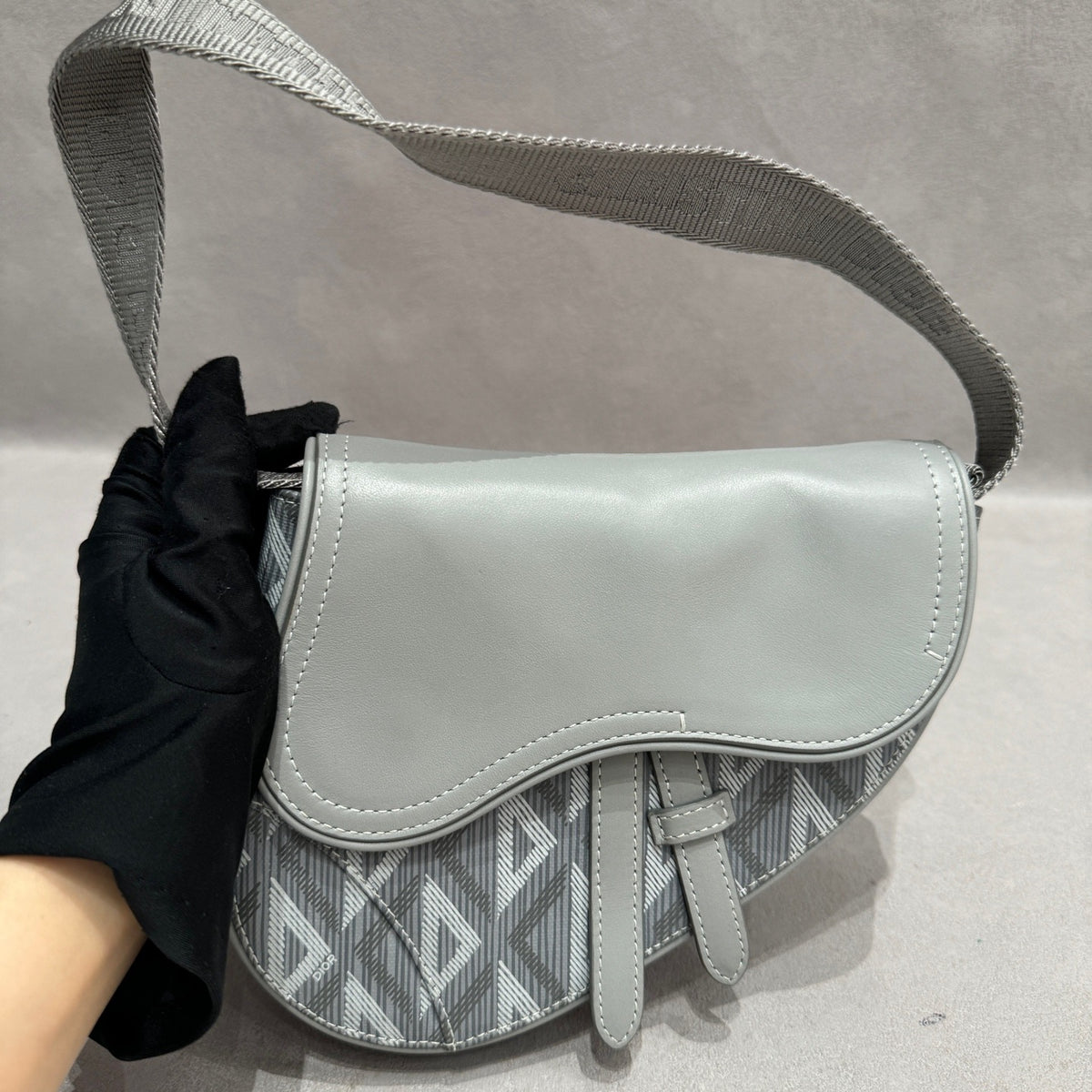 Dior - Saddle CD Diamond Mini - Cloth - Grey - (mini)