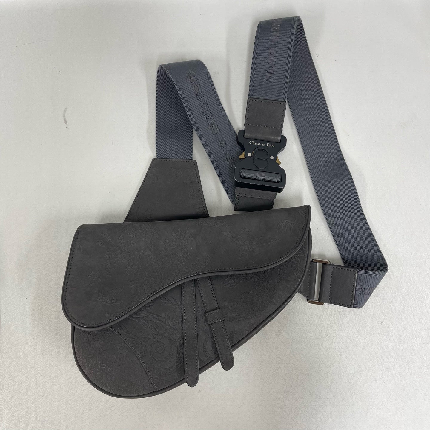 Dior - Saddle Chest Bag - Suede - Grey