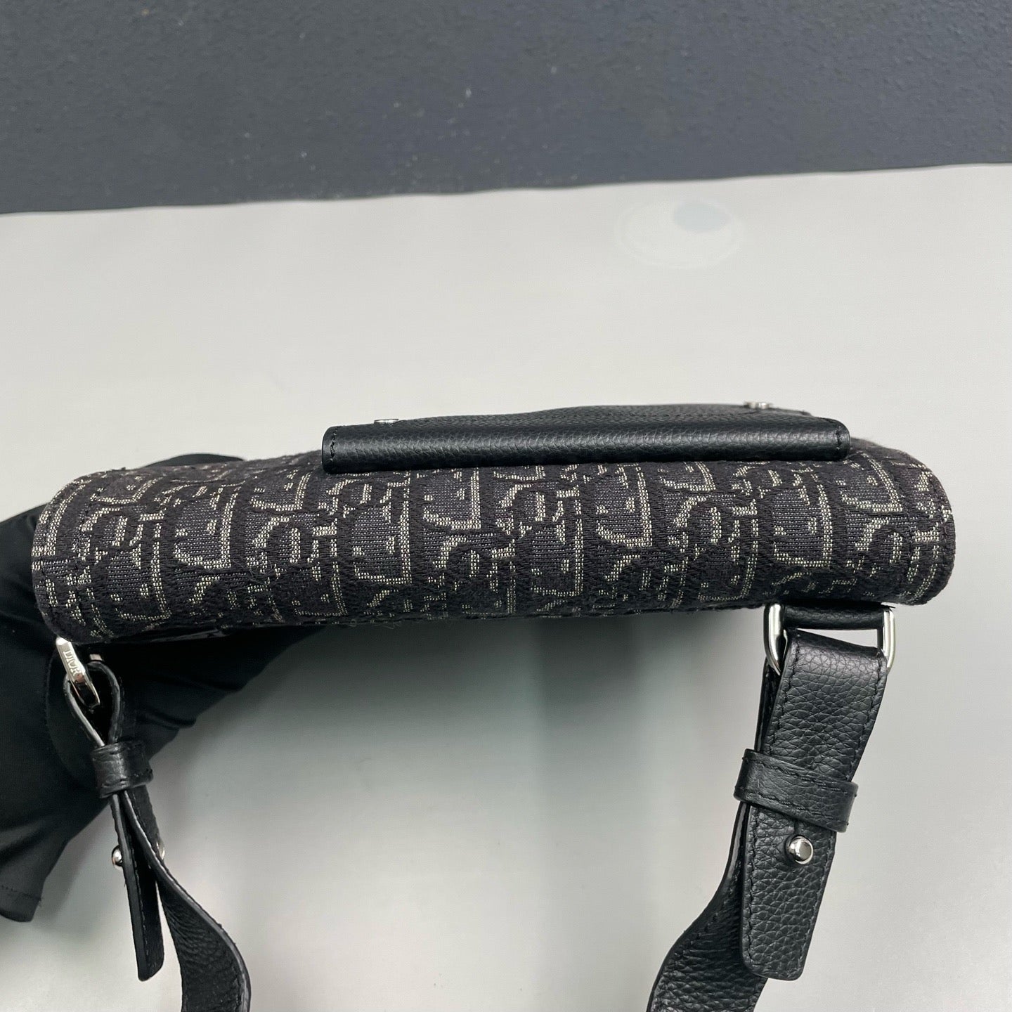 Dior - Saddle - Dior Oblique embroidered canvas with leather trim - Black - (medium)