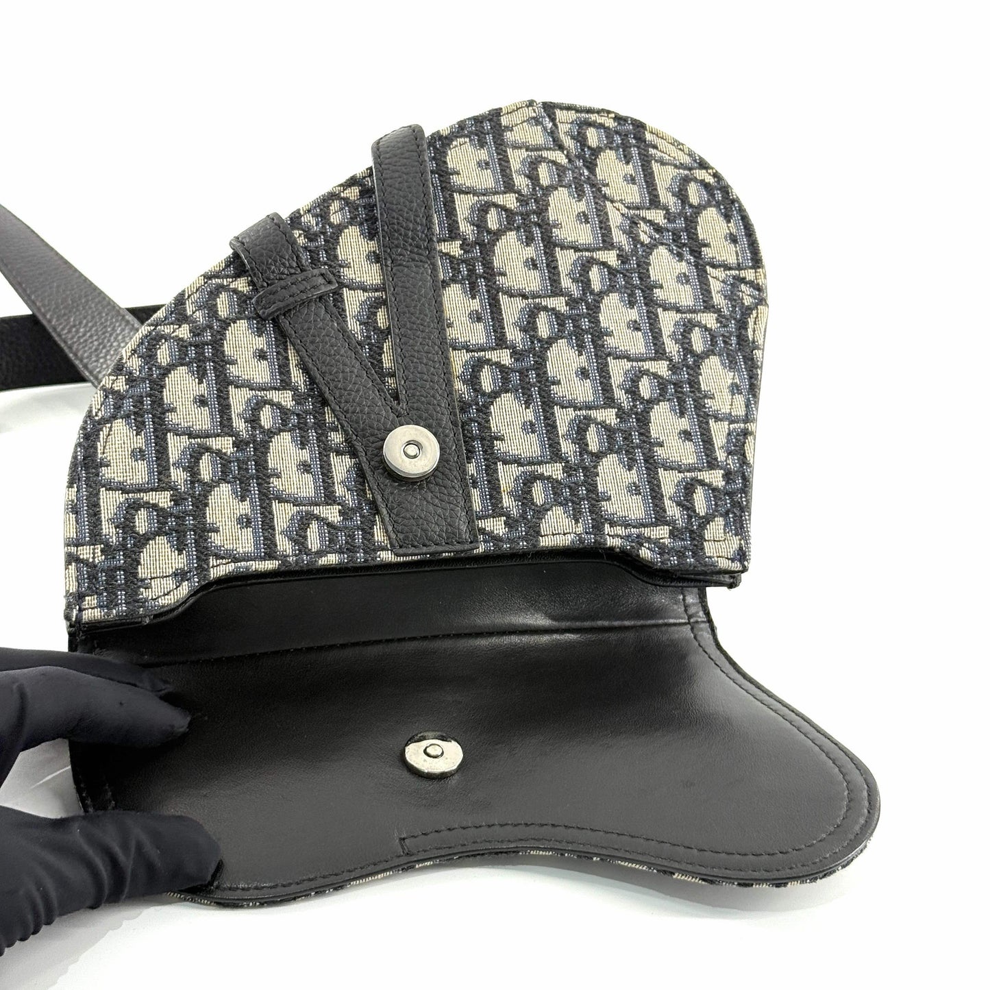 Dior - Saddle - Dior Oblique jacquard canvas with leather trim - Beige and Navy Oblique - (small)