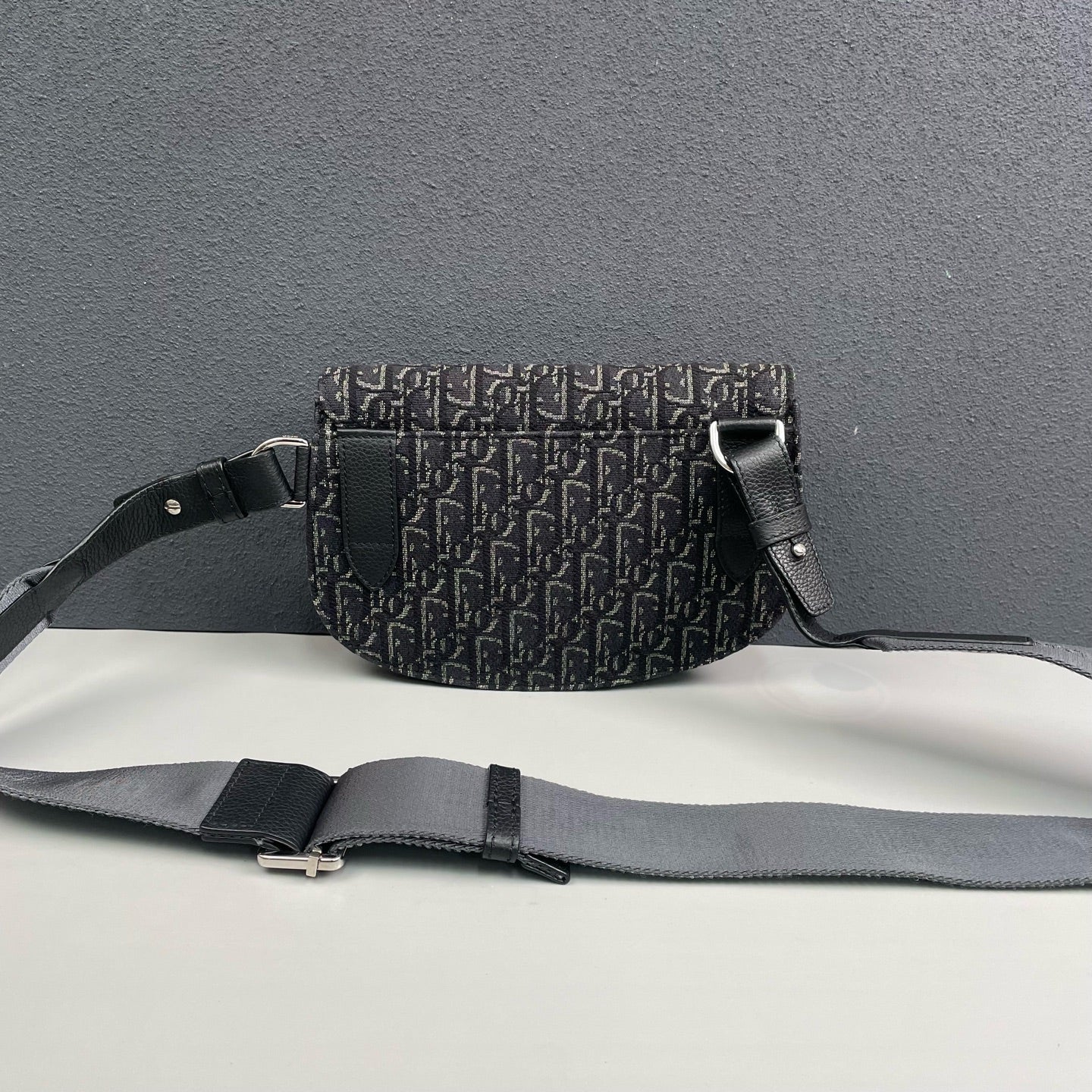 Dior - Saddle - Embroidered Oblique canvas with pebbled leather trim - Black - (mini)