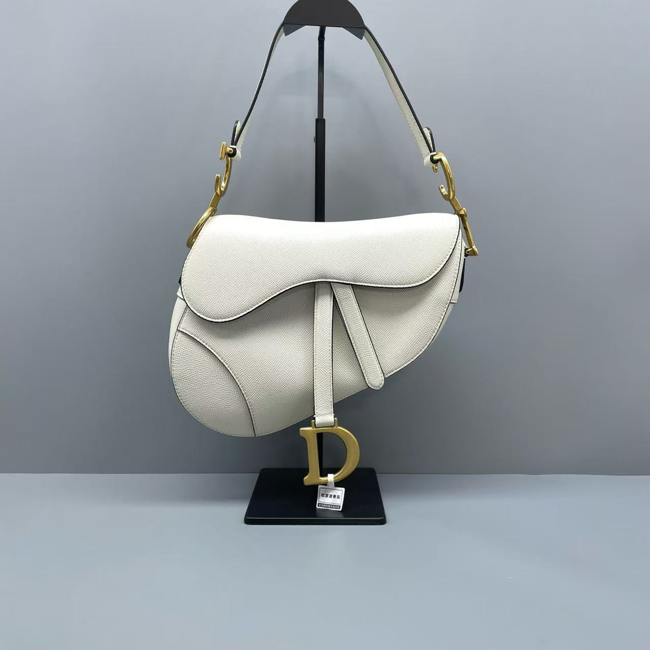 Dior - Saddle - Grained calfskin leather - White with Black Trim and Gold-Tone Hardware - (medium)