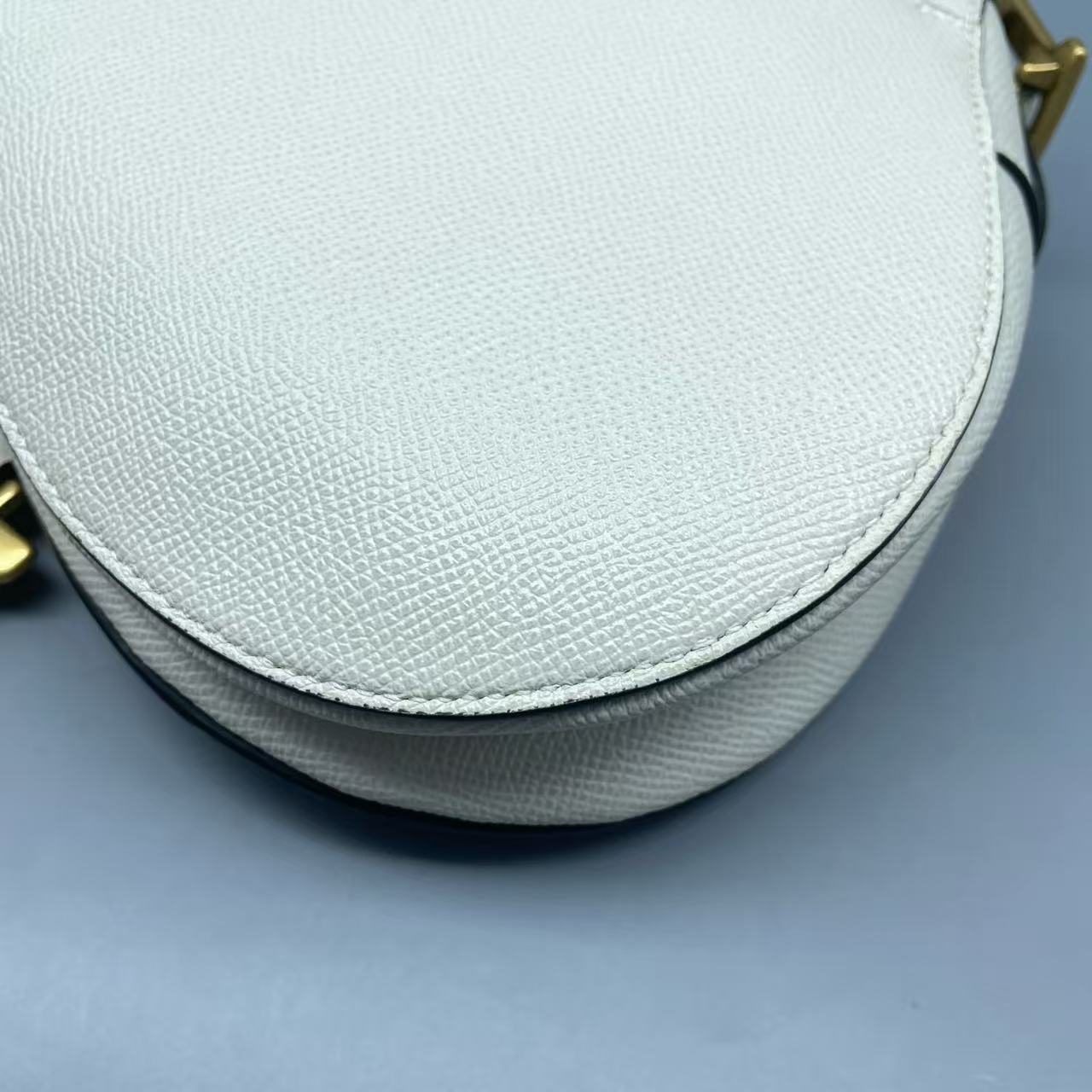 Dior - Saddle - Grained calfskin leather - White with Black Trim and Gold-Tone Hardware - (medium)