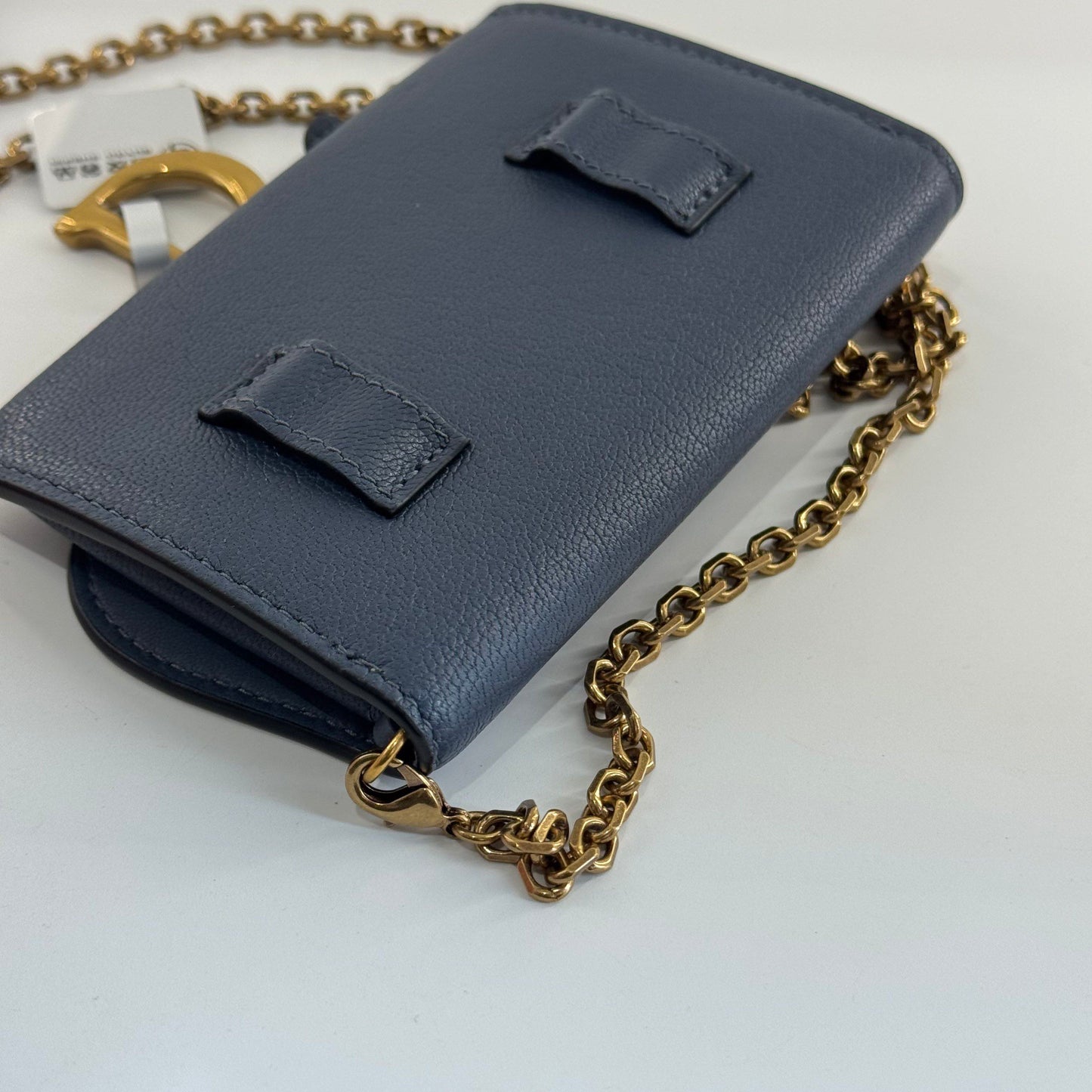 Dior - Saddle Nano Chain Card Holder - Grained leather - Navy - (mini)