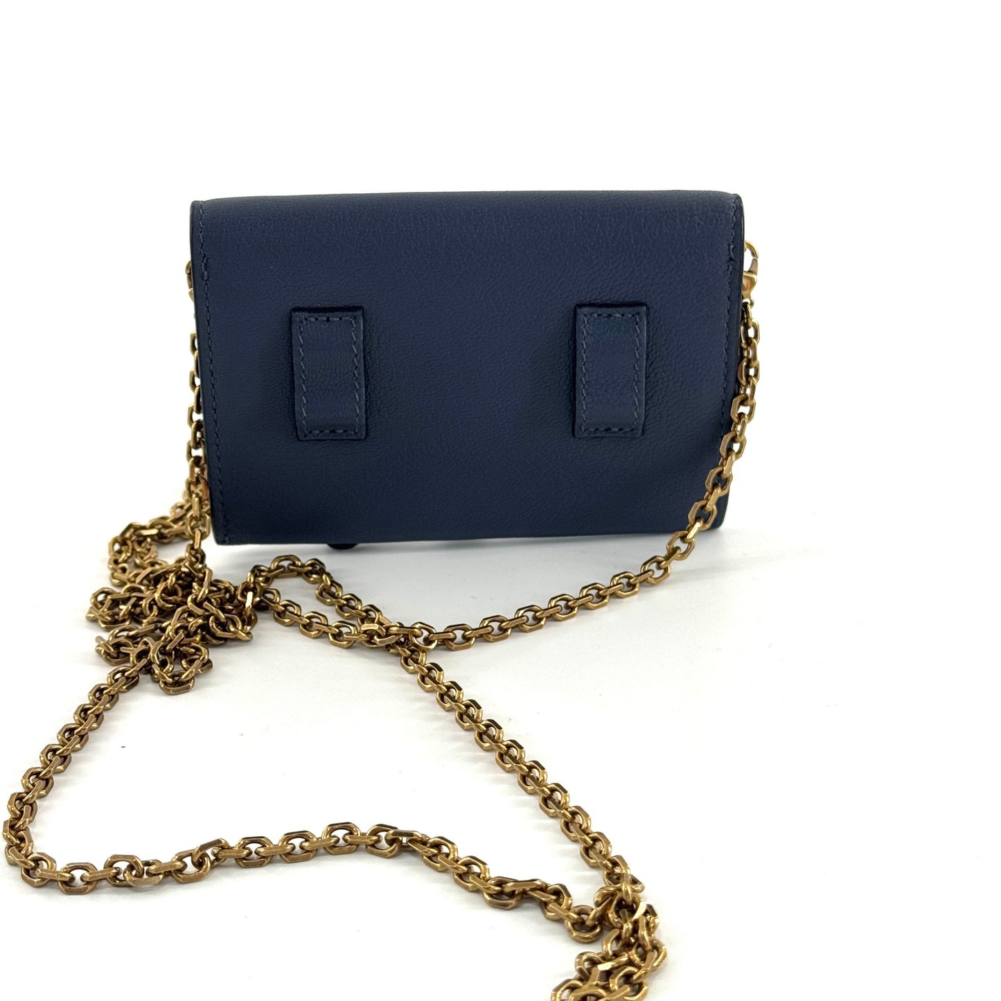 Dior - Saddle Nano Chain Card Holder - Grained leather - Navy - (mini)