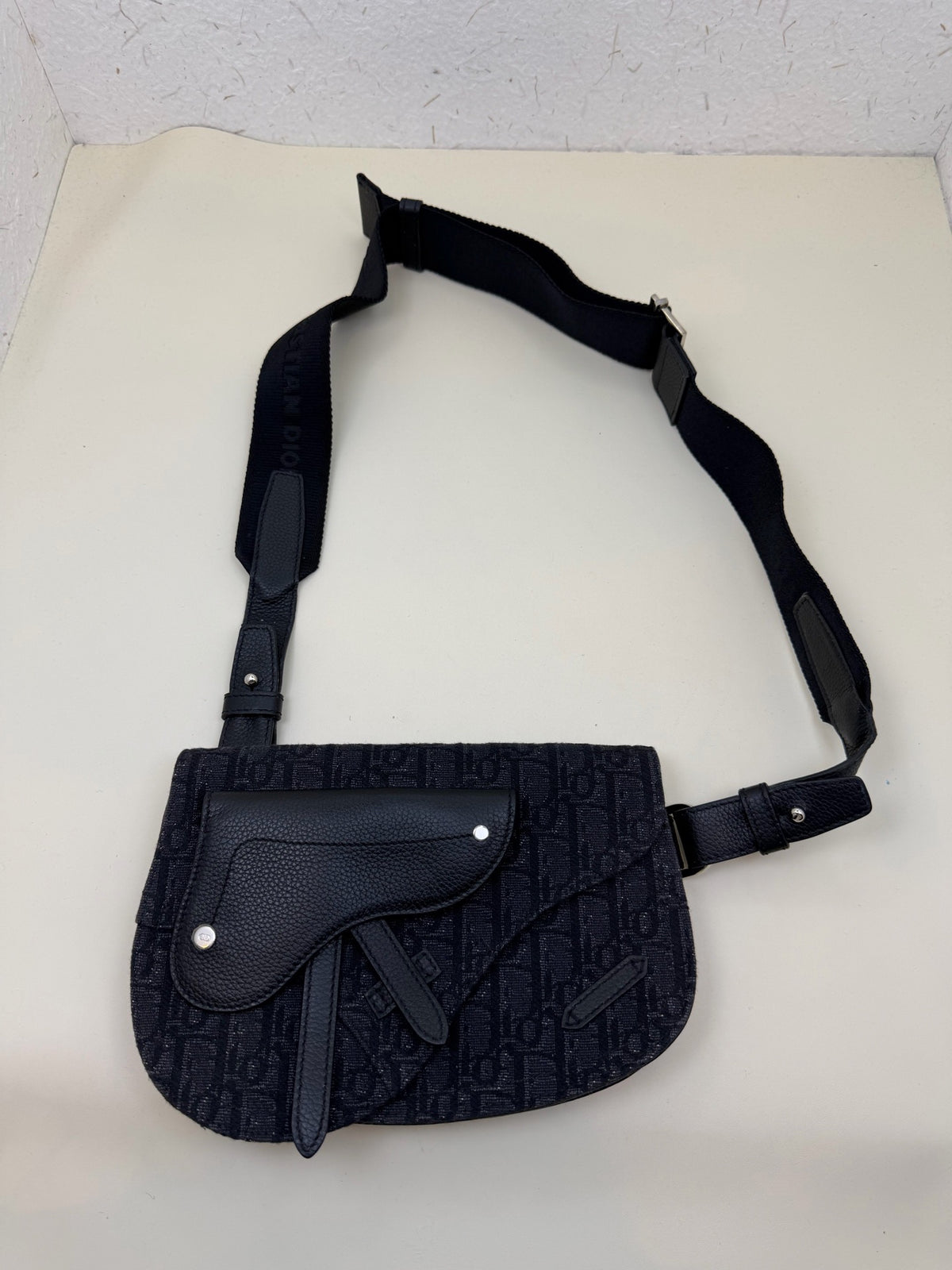 Dior - Saddle Oblique 24 cm - Cloth - Navy