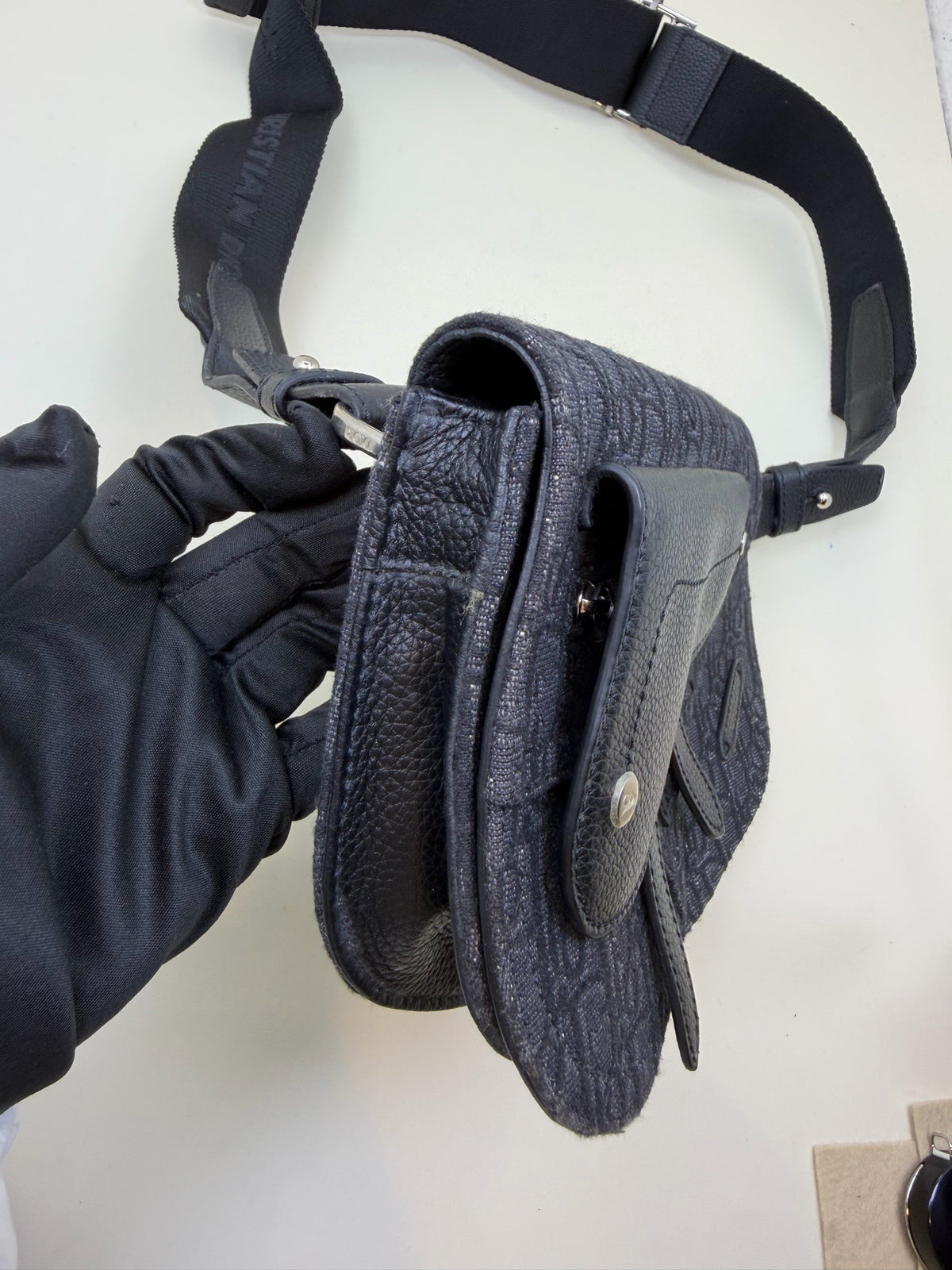 Dior - Saddle Oblique 24 cm - Cloth - Navy