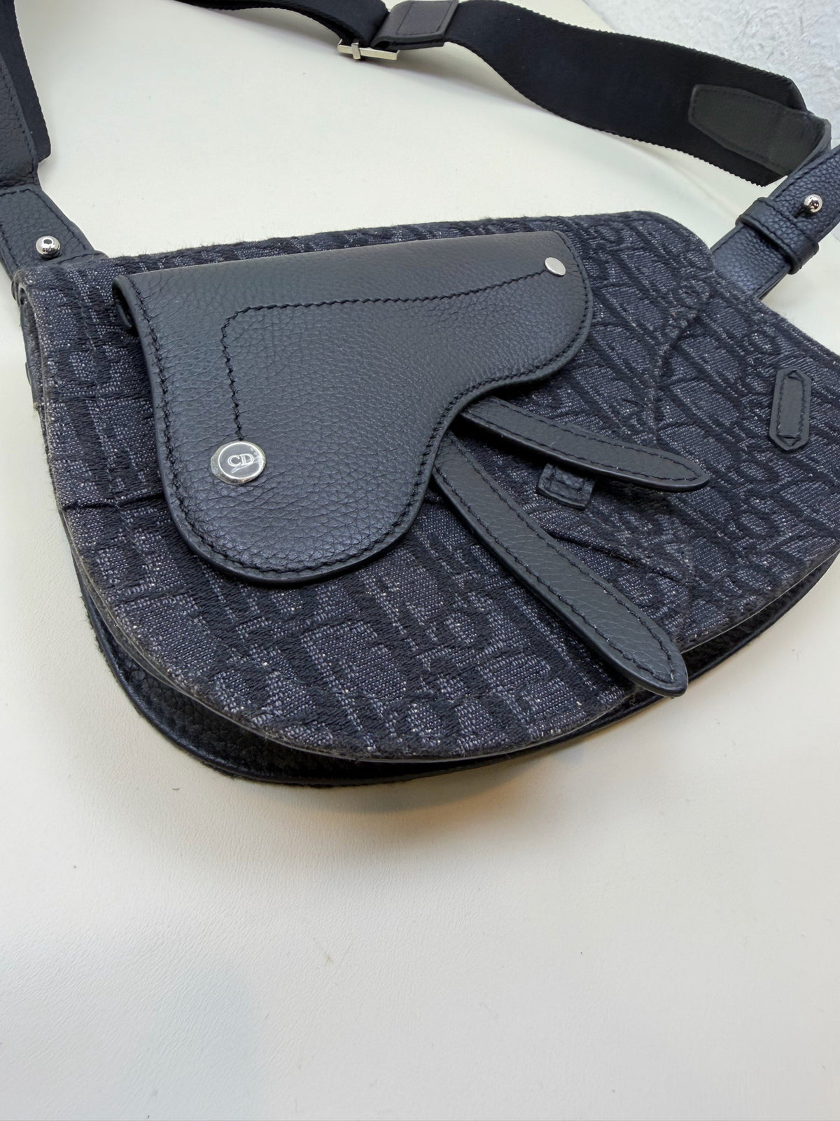 Dior - Saddle Oblique 24 cm - Cloth - Navy