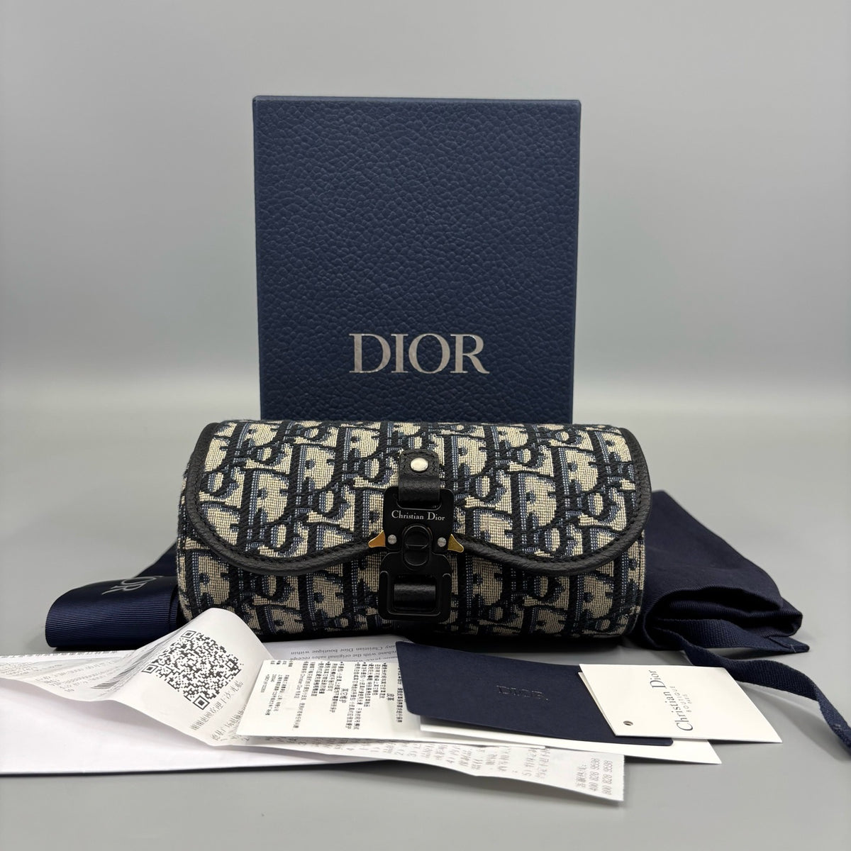 Dior - Saddle Oblique Embroidered Three-Compartment Watch Case - Cloth - Multicolour