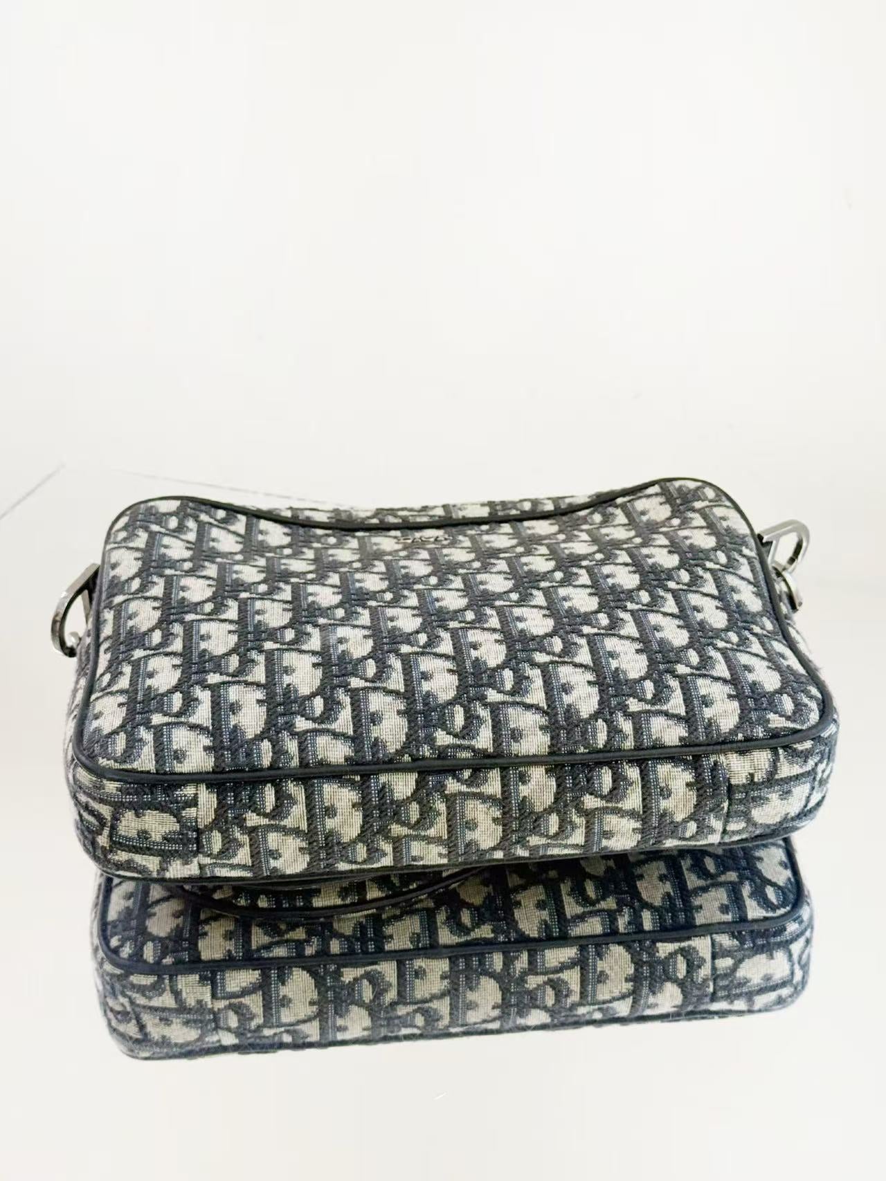 Dior - Saddle Oblique Three-in-One Bag - Oblique jacquard canvas with leather trim - Grey with Black and Beige accents - (Small)