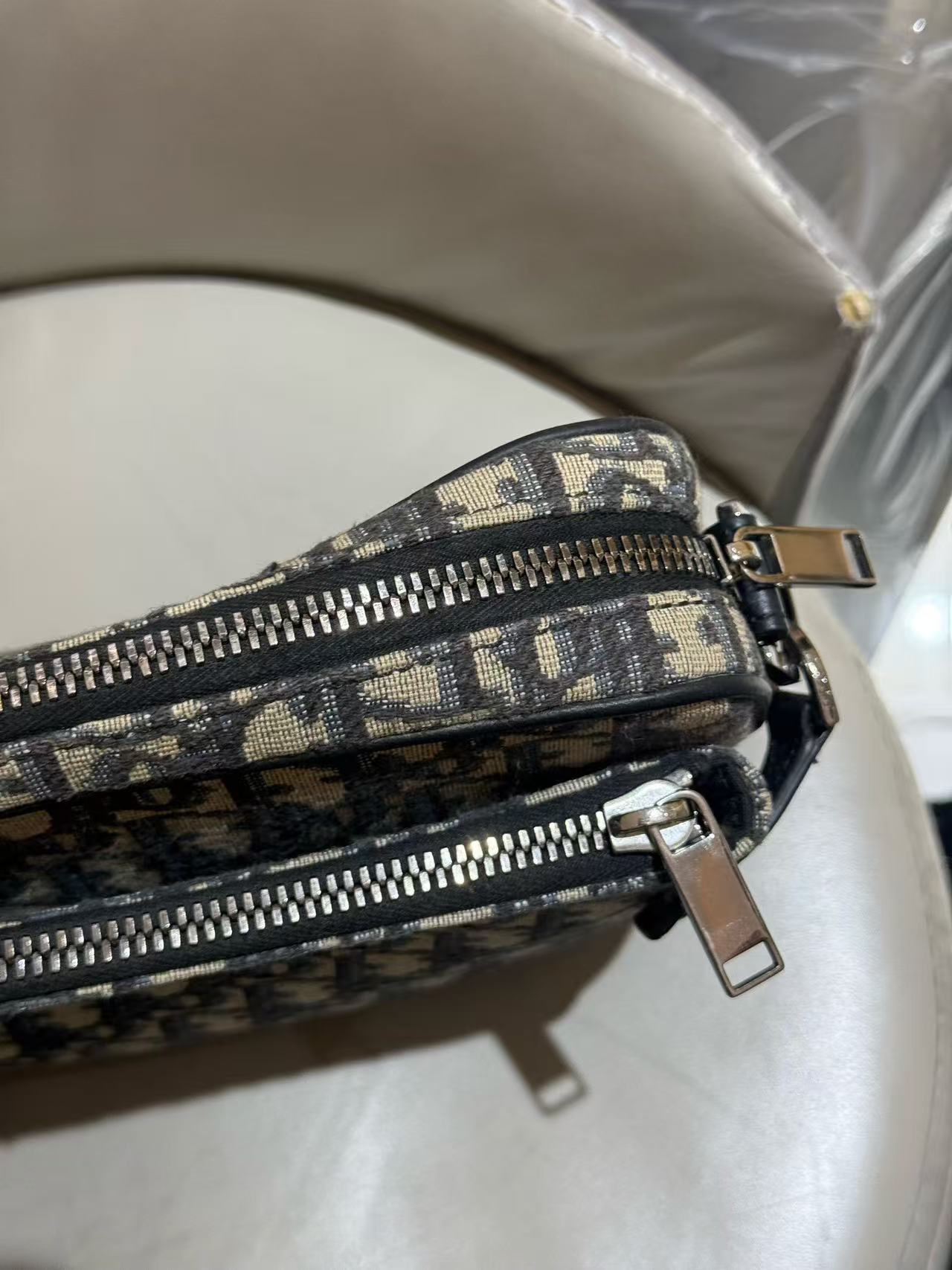 Dior - Saddle Oblique Three-in-One Bag - Oblique jacquard canvas with leather trim - Grey with Black and Beige accents - (Small)