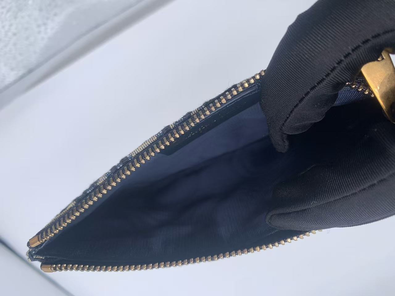 Dior - Saddle Oblique Wallet On Chain (WOC) - Oblique jacquard canvas with leather trim - Blue - (mini)