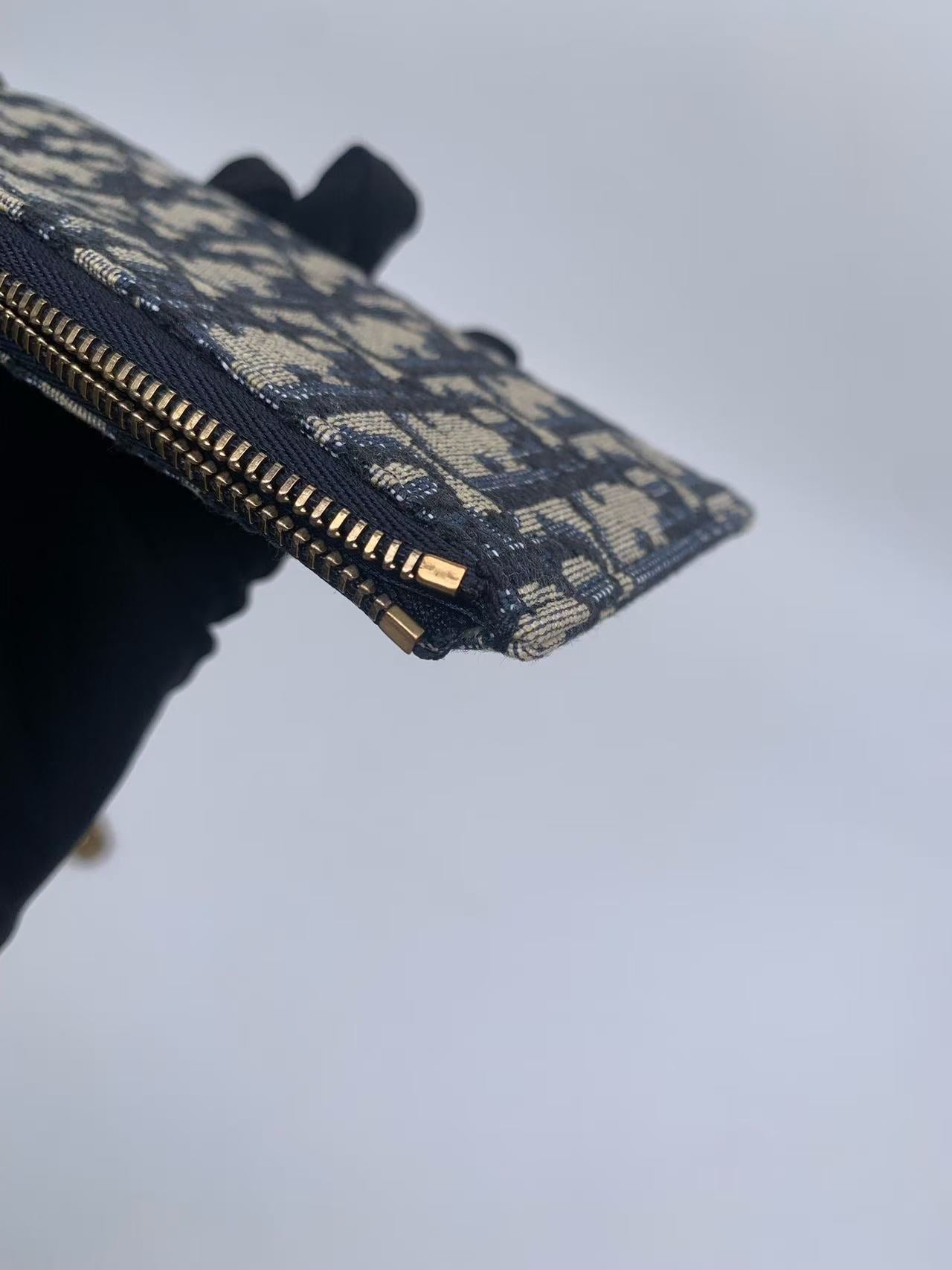 Dior - Saddle Oblique Wallet On Chain (WOC) - Oblique jacquard canvas with leather trim - Blue - (mini)