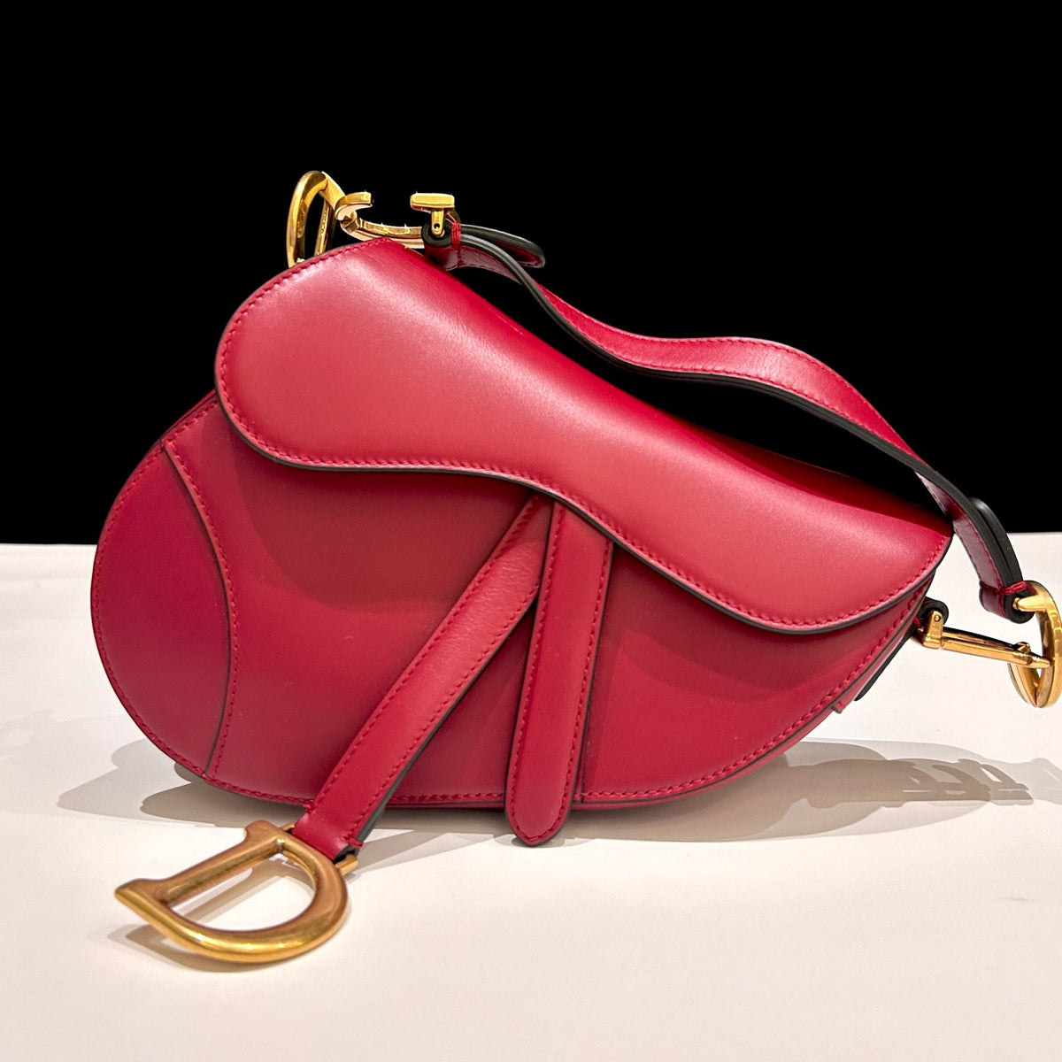 Dior - Saddle Small - Leather - Burgundy - (Small)