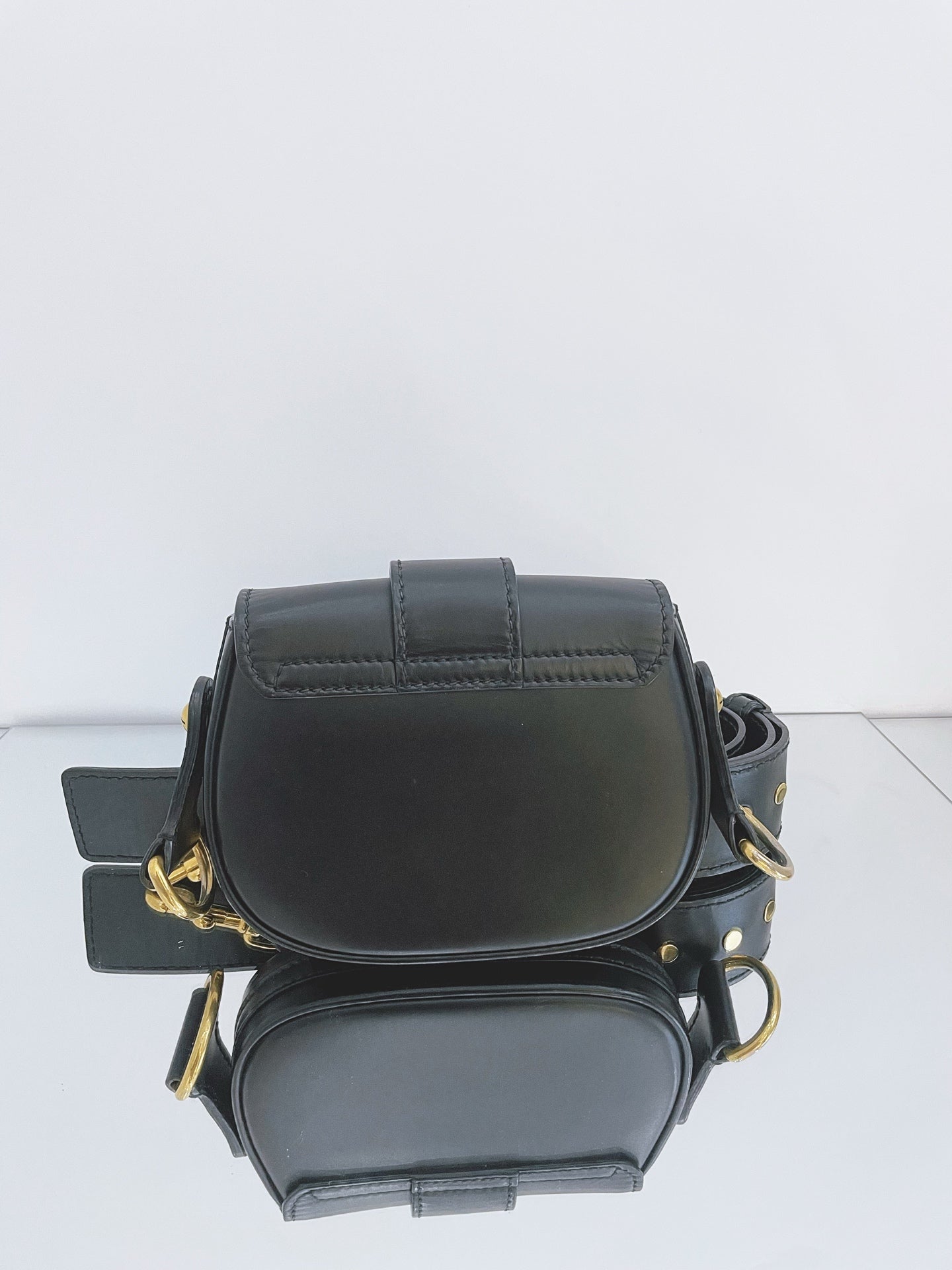 Dior - Saddle-Style Bag with Studded Strap - Leather - Black - (Small)