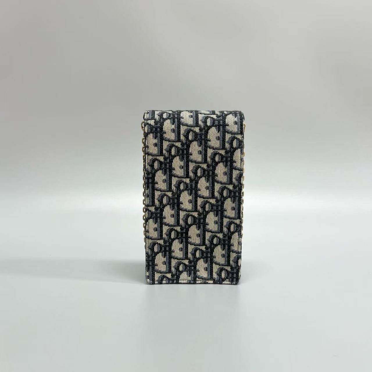 Dior - Saddle Vertical Phone Bag - Oblique jacquard canvas with leather trim - Beige and Black - (mini)