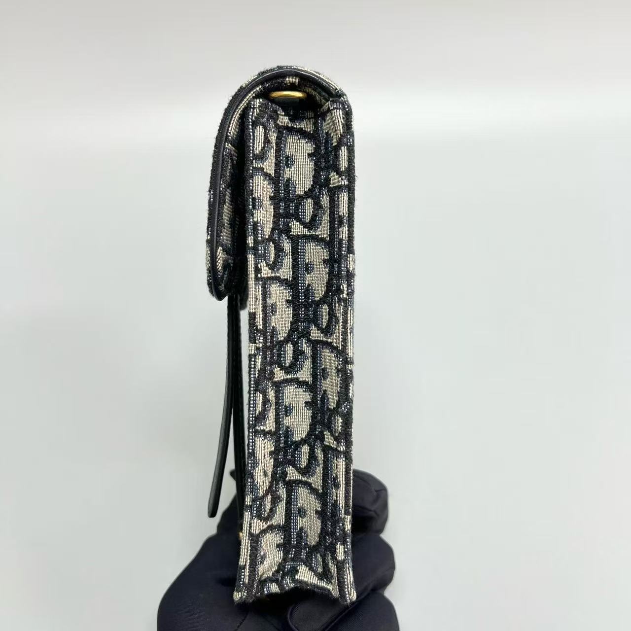 Dior - Saddle Vertical Phone Bag - Oblique jacquard canvas with leather trim - Beige and Black - (mini)