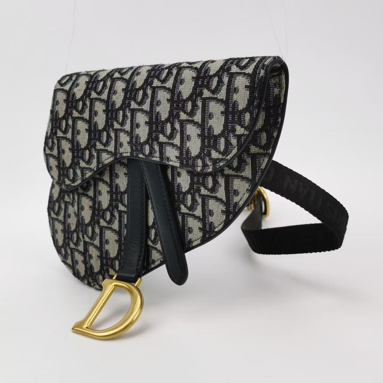 Dior - Saddle Waist Bag - Cowhide leather and Canvas - Black, Beige - (mini)