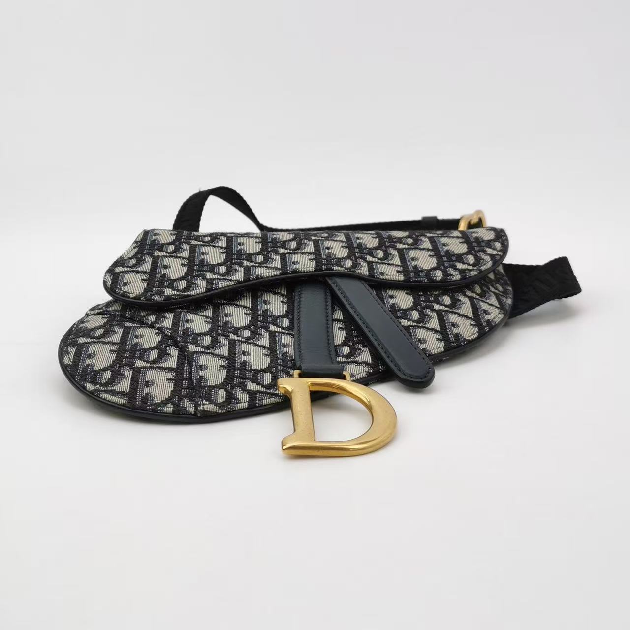 Dior - Saddle Waist Bag - Cowhide leather and Canvas - Black, Beige - (mini)