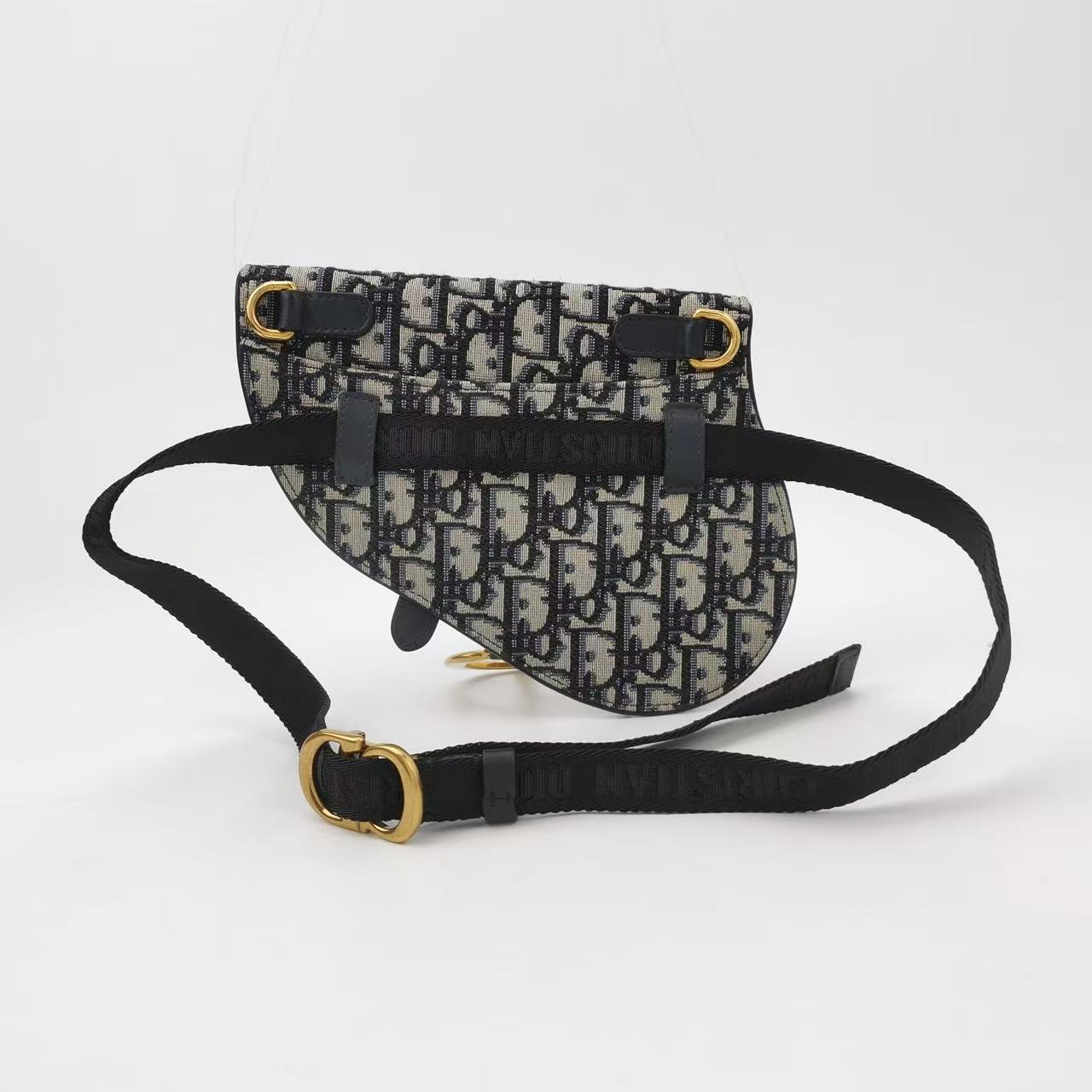 Dior - Saddle Waist Bag - Cowhide leather and Canvas - Black, Beige - (mini)