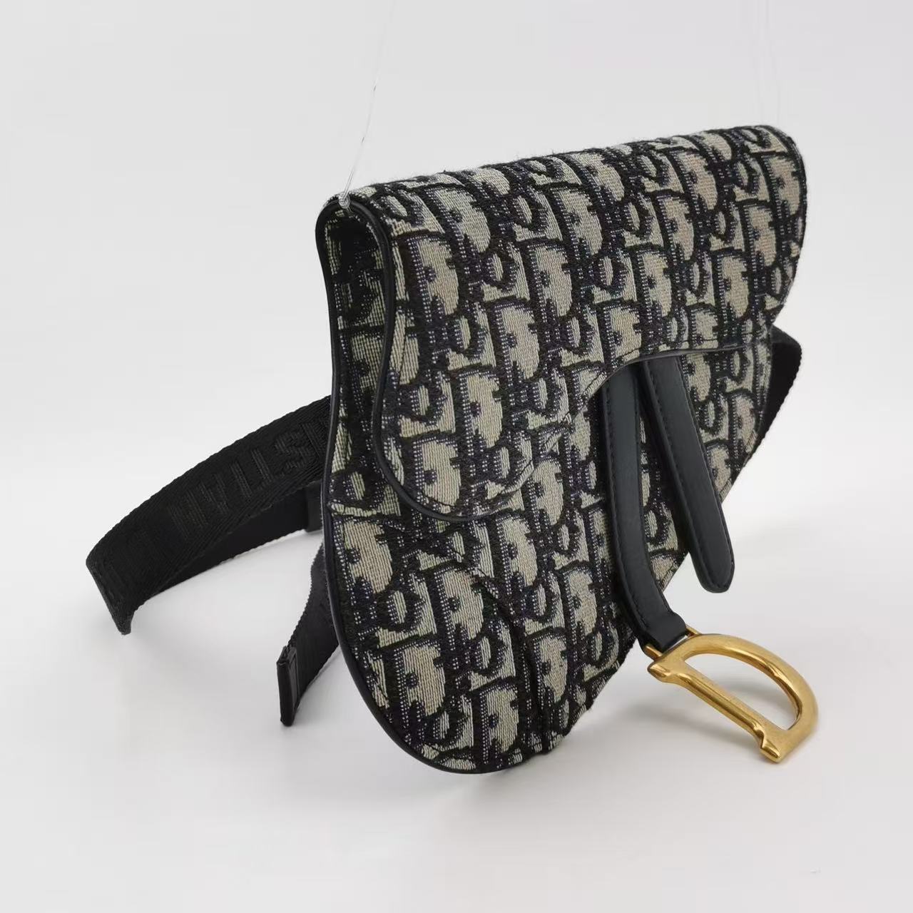 Dior - Saddle Waist Bag - Cowhide leather and Canvas - Black, Beige - (mini)