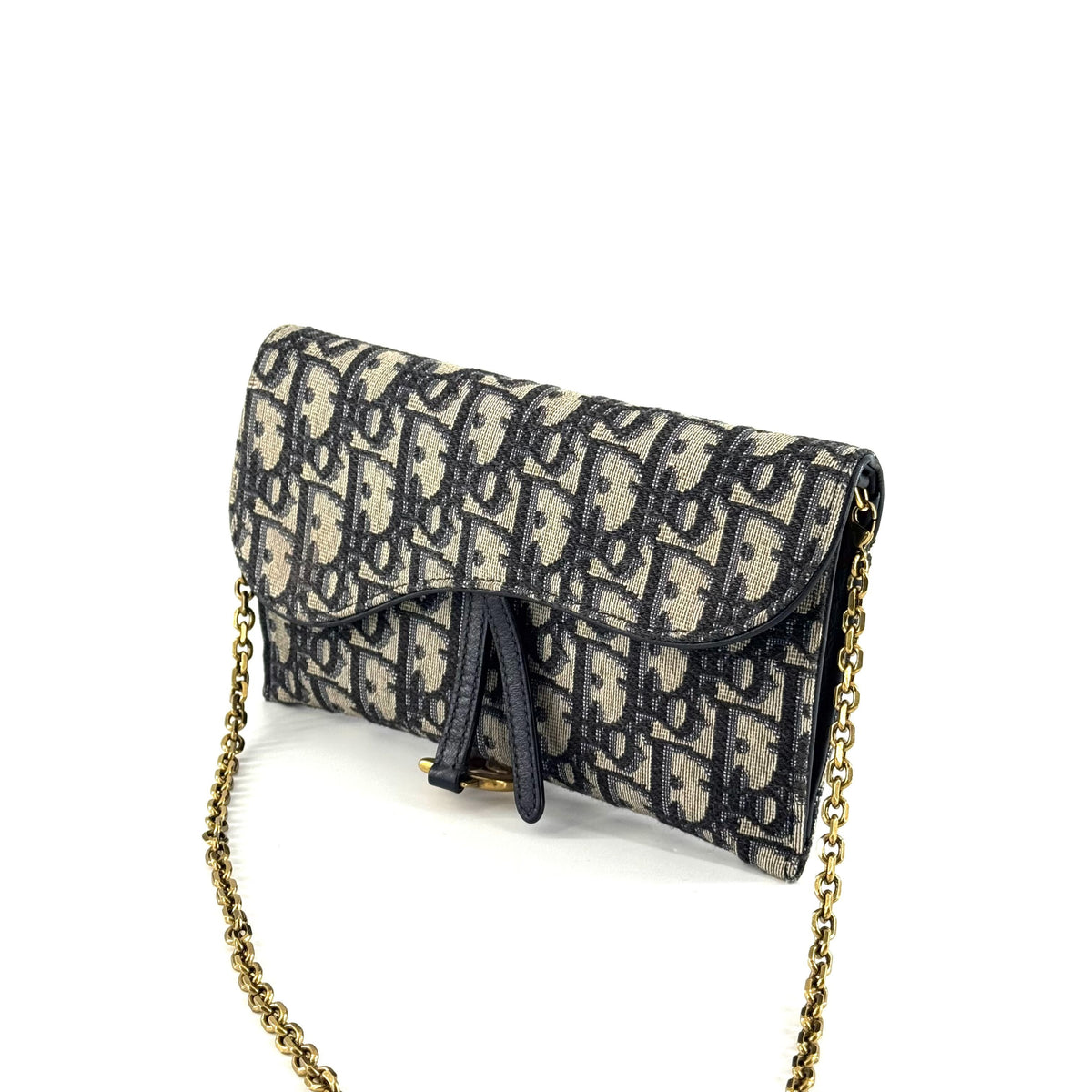 Dior - Saddle Wallet on Chain - Cloth - Blue - (mini)