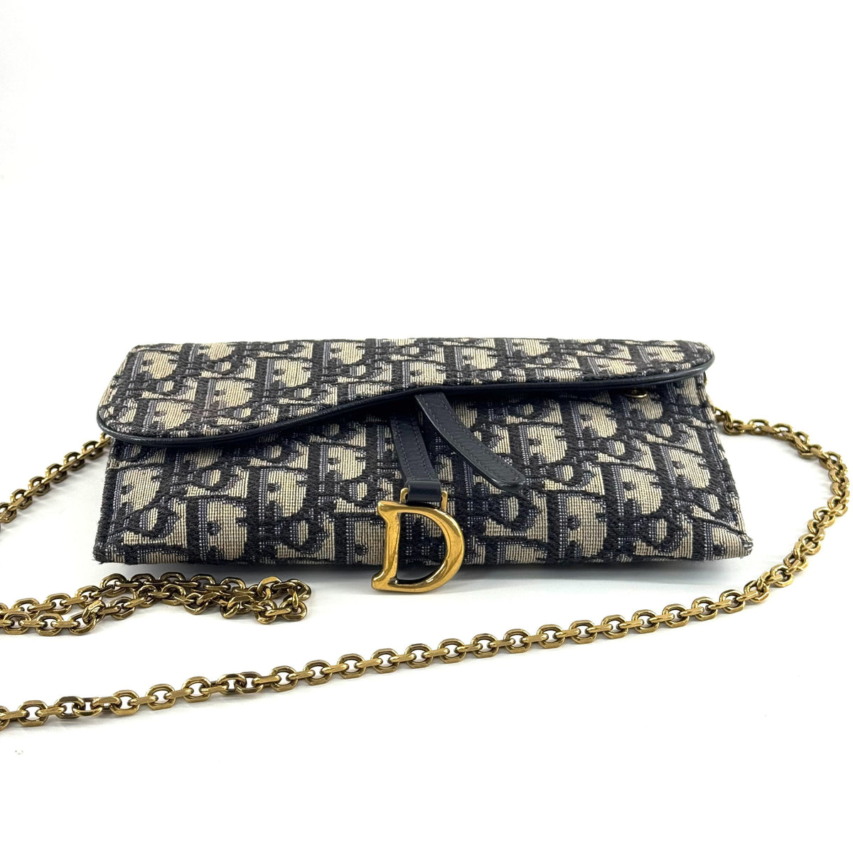 Dior - Saddle Wallet on Chain - Cloth - Blue - (mini)