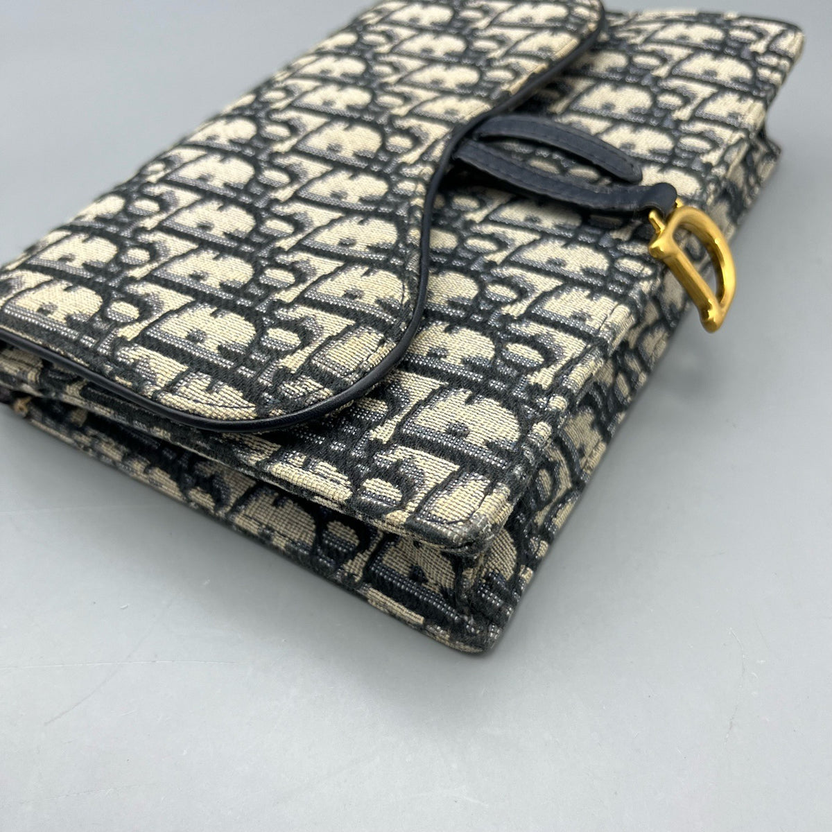 Dior - Saddle Wallet on Chain - Cloth - Blue - (mini)