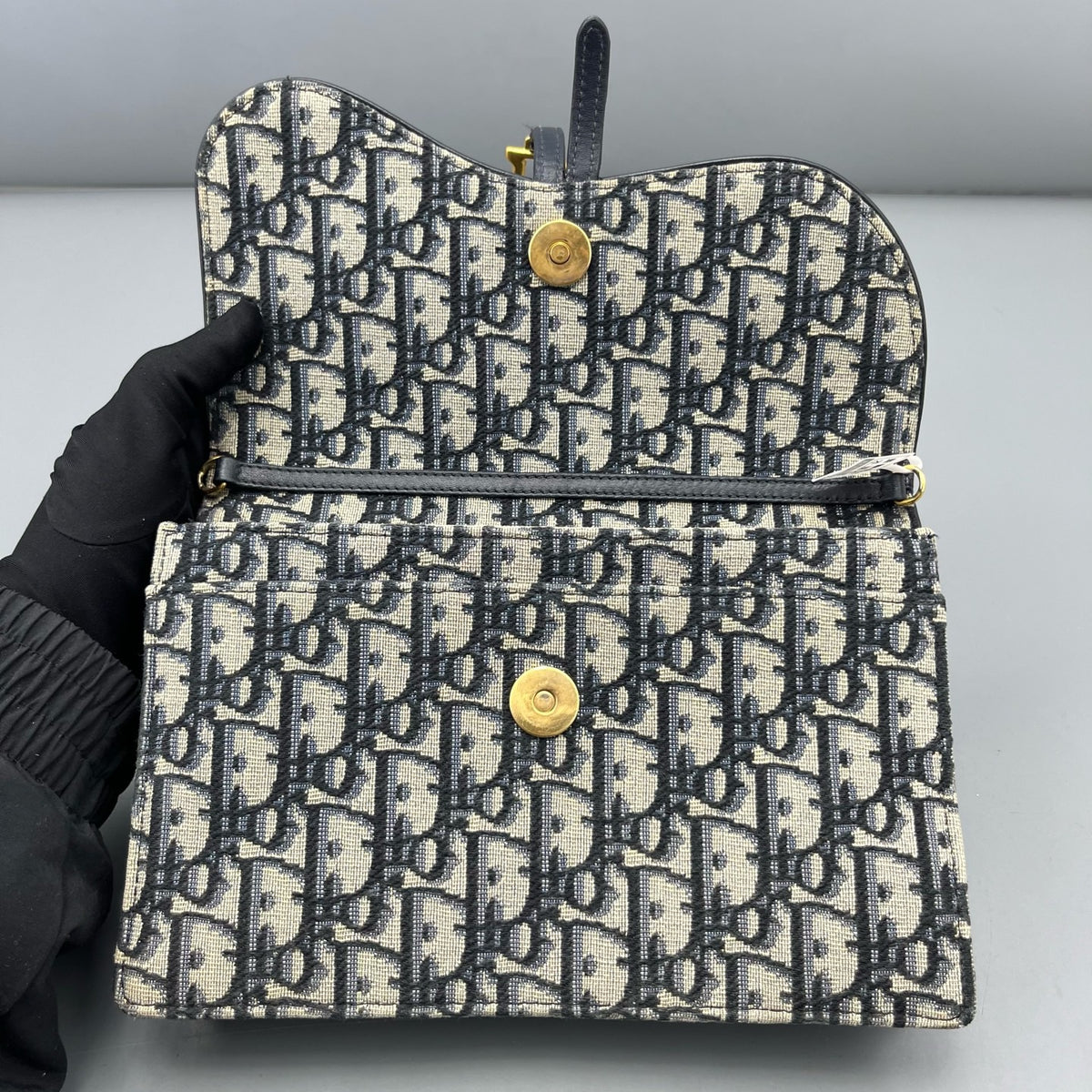 Dior - Saddle Wallet on Chain - Cloth - Blue - (mini)