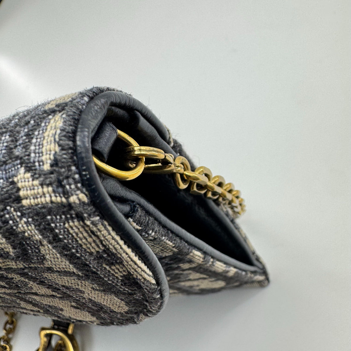 Dior - Saddle Wallet on Chain - Cloth - Blue - (mini)