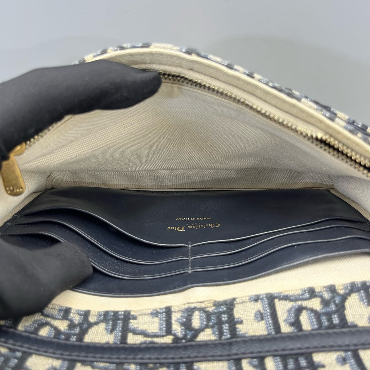 Dior - Saddle Wallet on Chain - Cloth - Blue - (mini)
