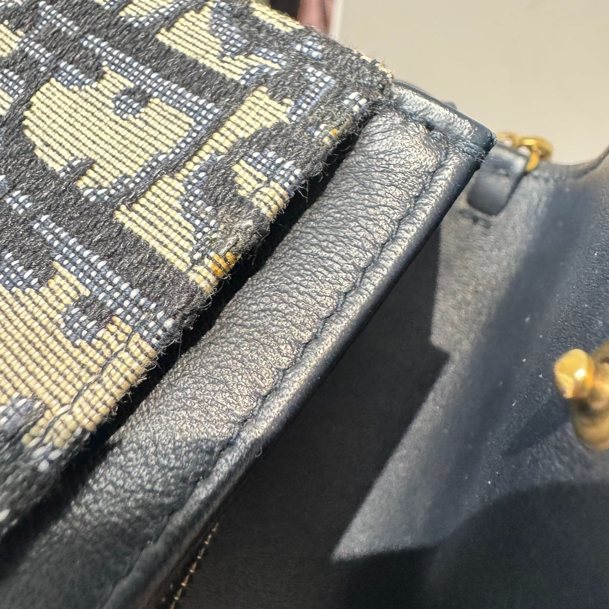 Dior - Saddle Wallet on Chain - Cloth - Blue - (mini)